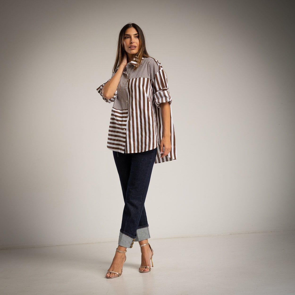 Camicia rigata combinata