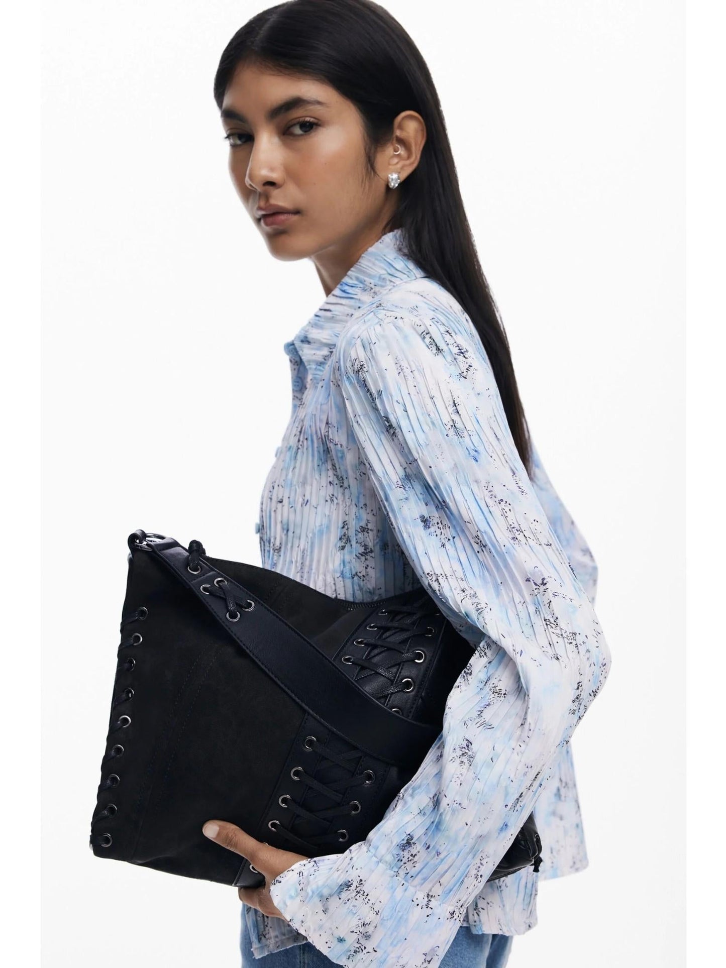 Desigual Borsa a tracolla effetto pelle media Donna Nero