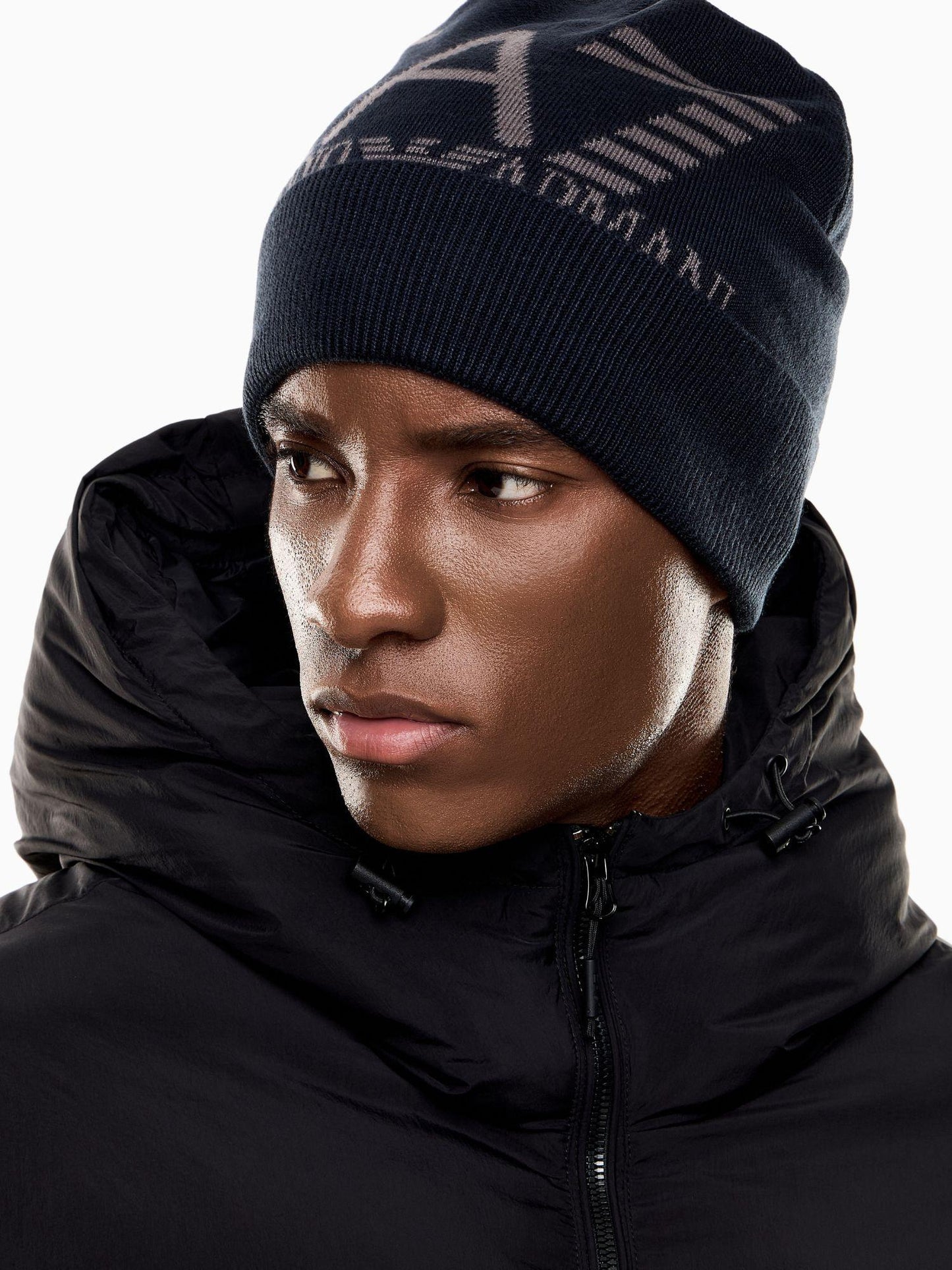 EA7 Emporio Armani Beanie Visibility Con Maxi Logo Unisex Blu