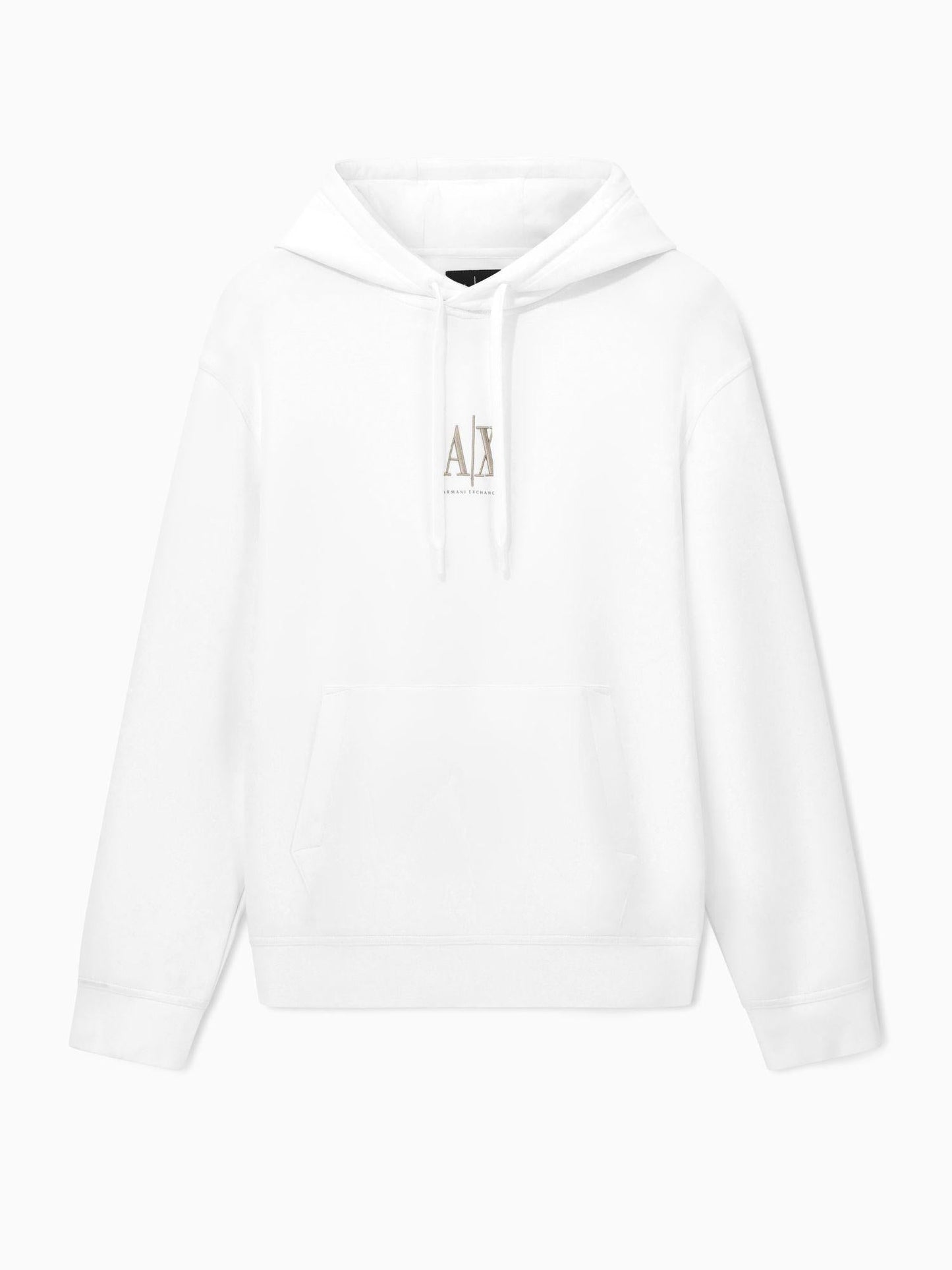 Armani Exchange Felpa Bianca Elegante Con Cappuccio Da Uomo Con Logo Ricamato