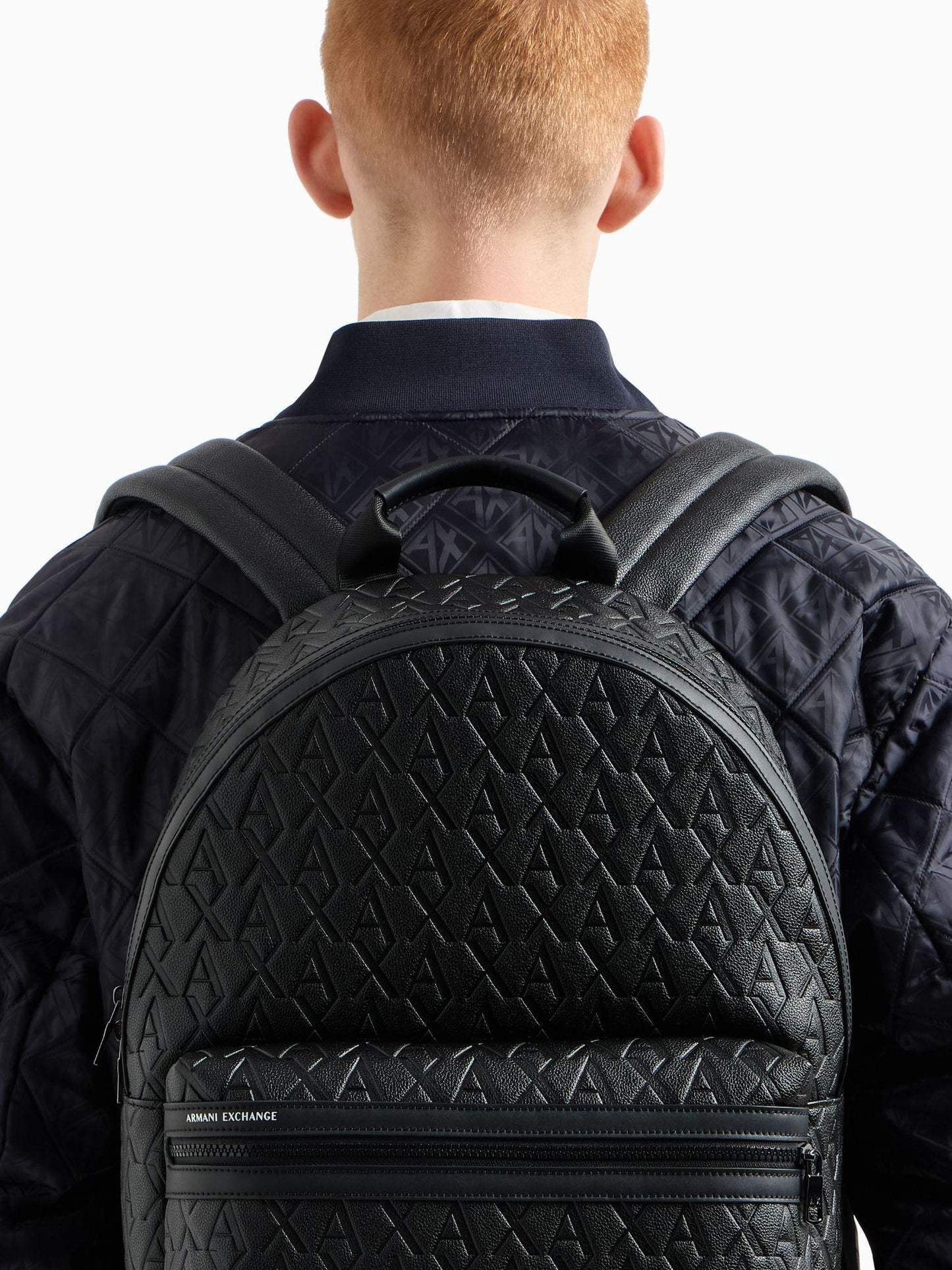 Armani Exchange Zaino con logo allover in tessuto riciclato ASV Nero