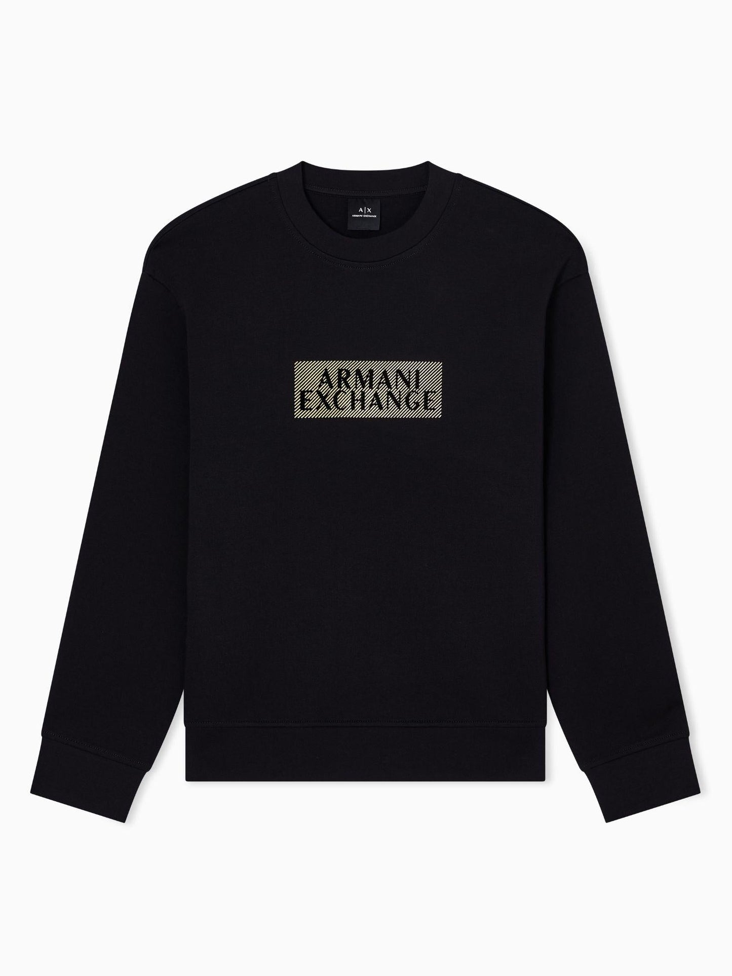 Armani Exchange Felpa Uomo Nera Girocollo in Cotone