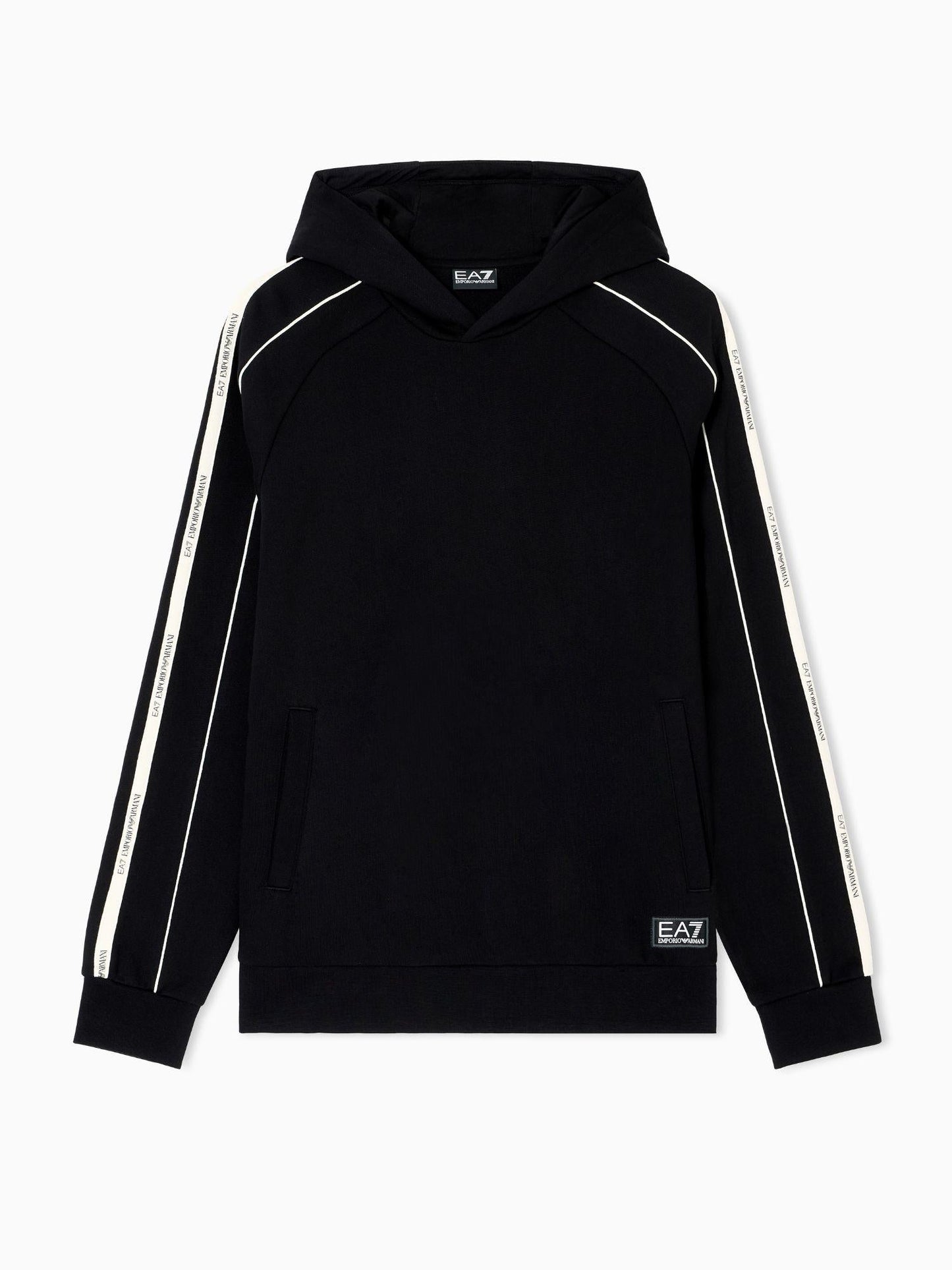 EA7 Emporio Armani Felpa Uomo Logo Series Con Cappuccio In Misto Cotone Nero