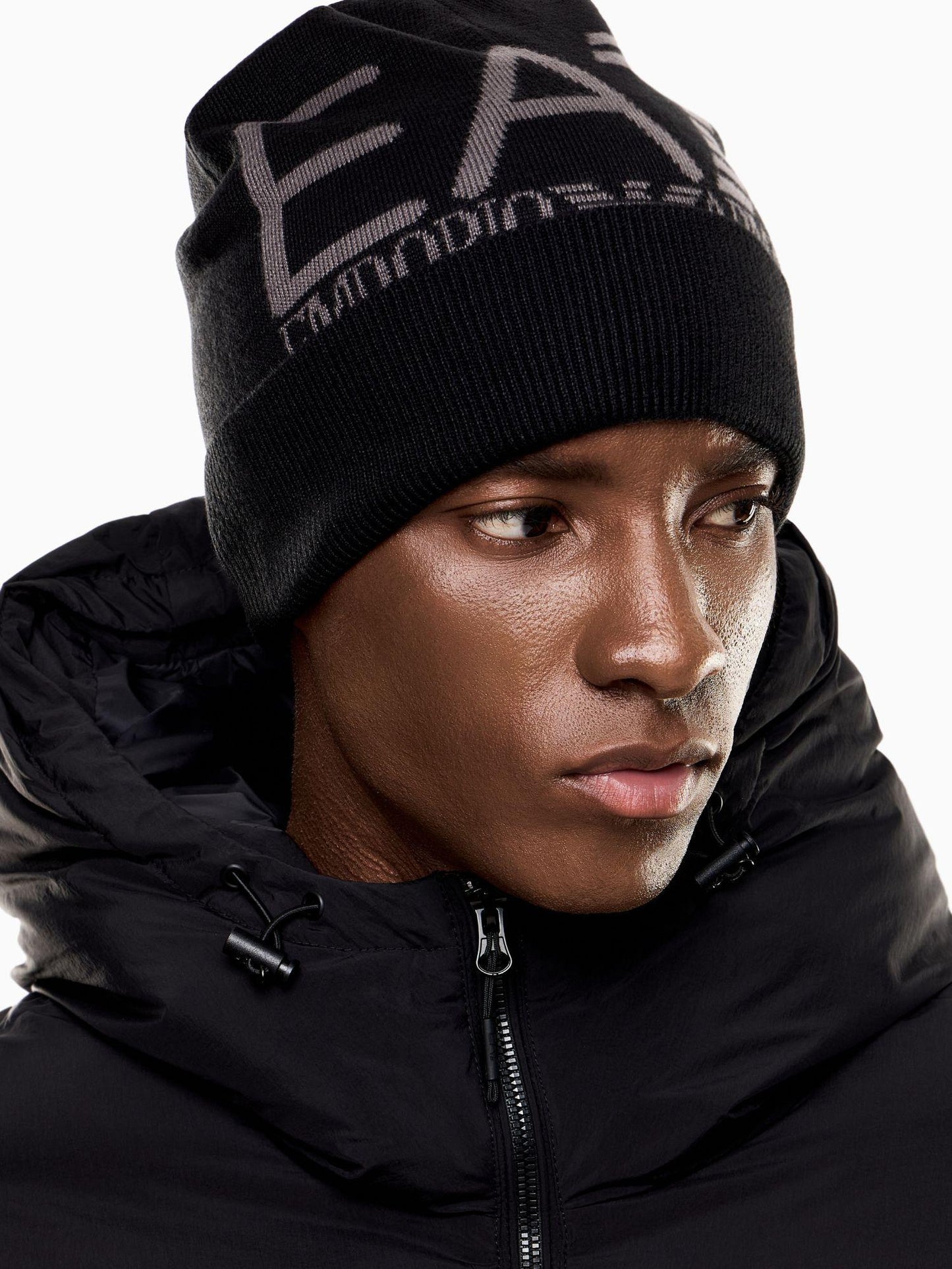 EA7 Emporio Armani Beanie Unisex Visibility Con Maxi Logo EA7 Nero