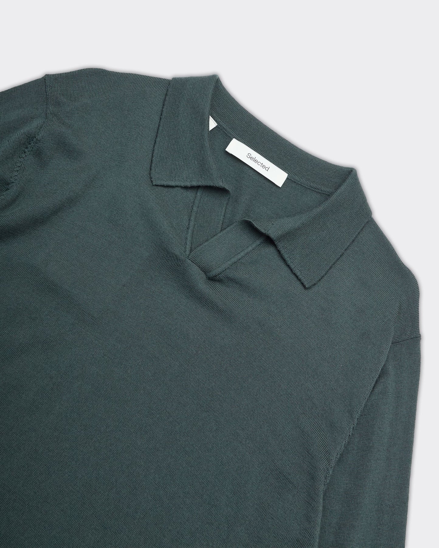 Polo Tray Knit Merino Deep Forest