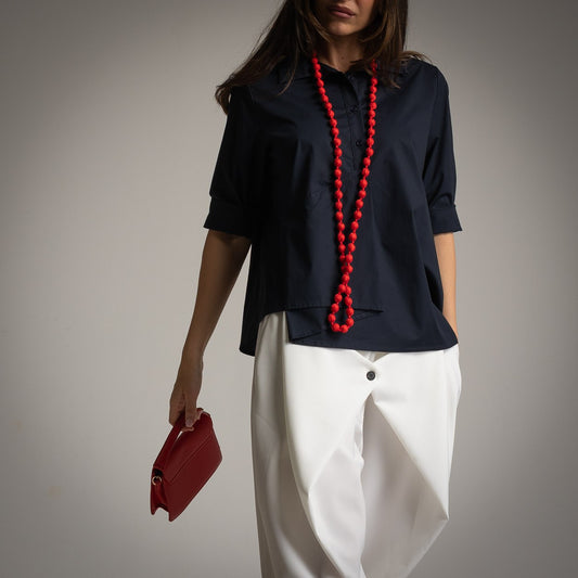 Camicia texturata con pieghe laterali – Wendy Trendy