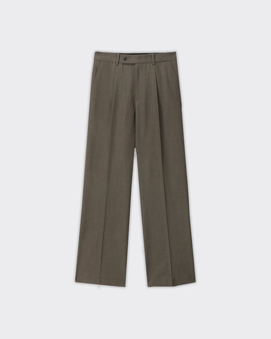 Pantalone Pleated Melange Wool Hazelnut