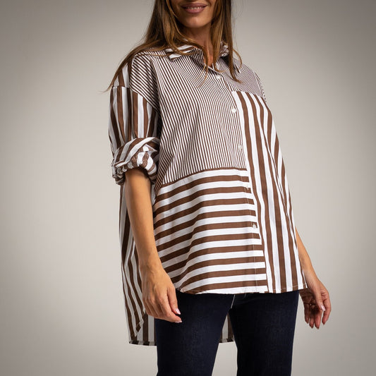 Camicia rigata combinata