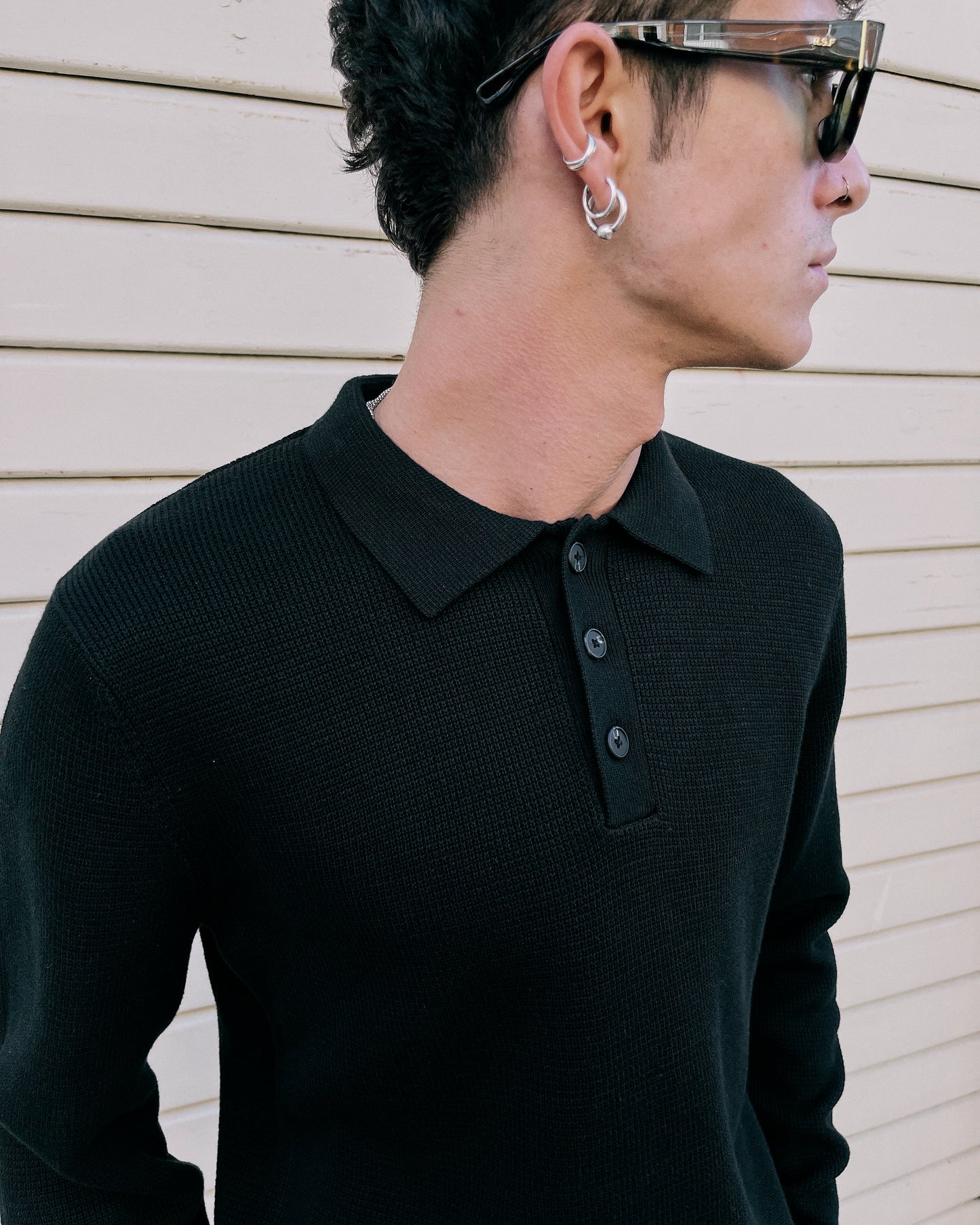 Polo Dane Knit Structure Nera