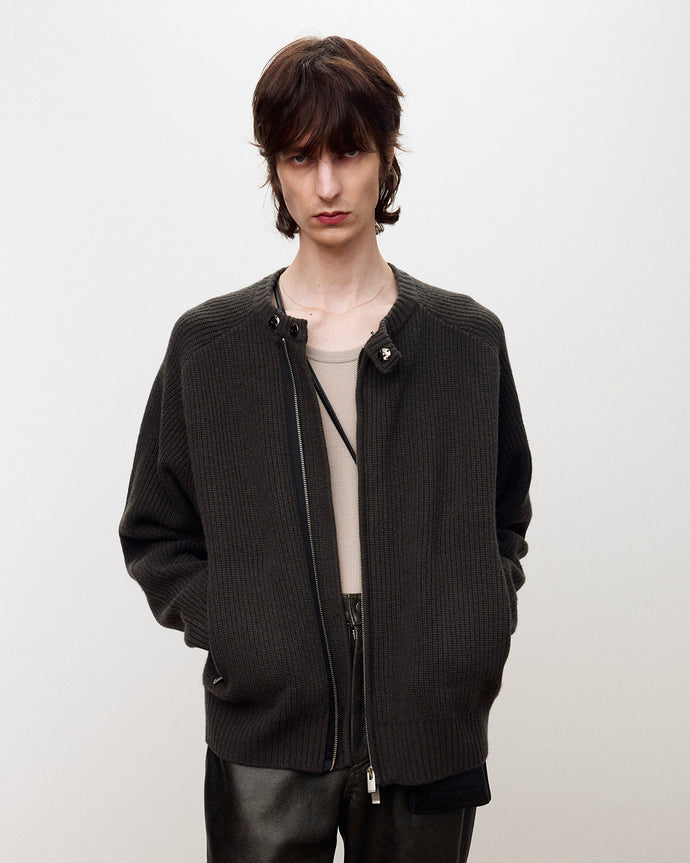 Maglione Knitted Zip-Up Merino Antracite