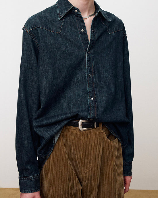 Cintura Pebble Western Buckle Leather Nera