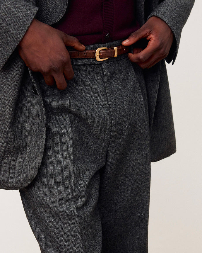 Cintura Crocodile Pattern Marrone