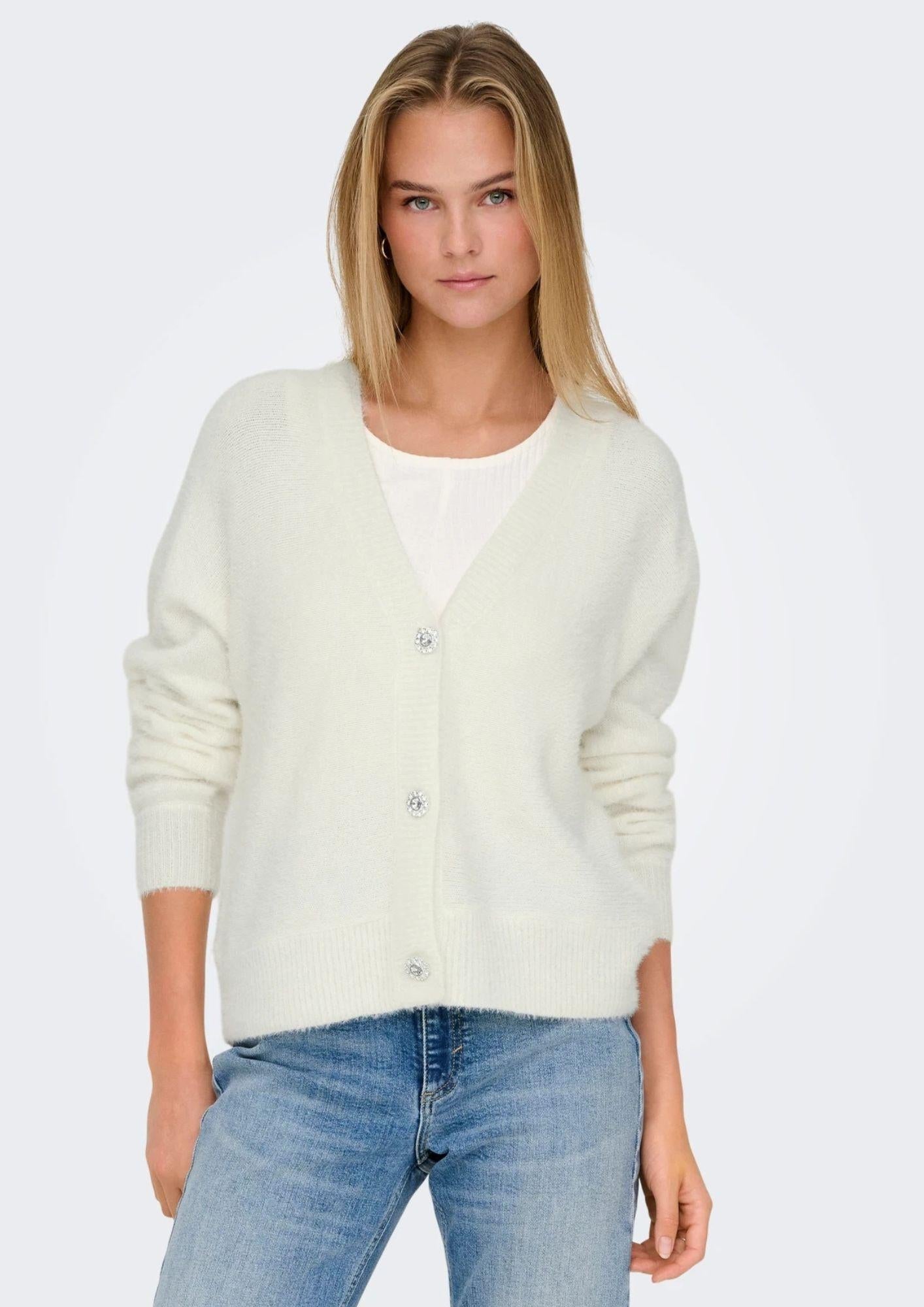 Cardigan Donna Onlella Bianco
