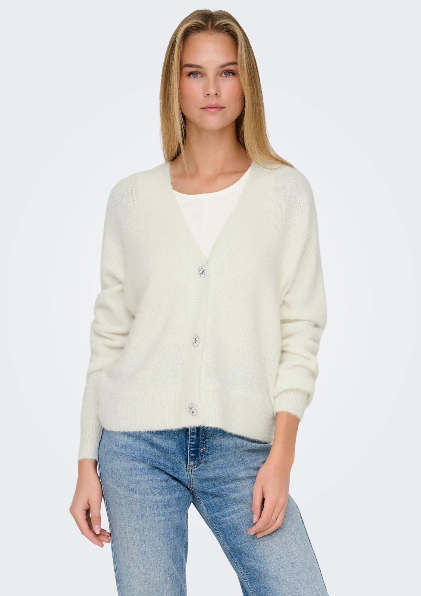 Cardigan Donna Onlella Bianco