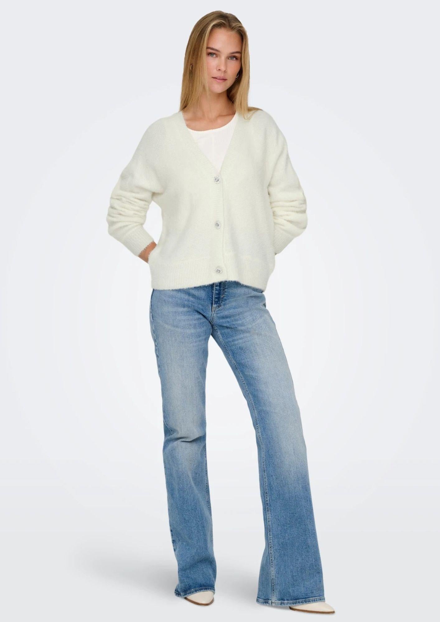 Cardigan Donna Onlella Bianco