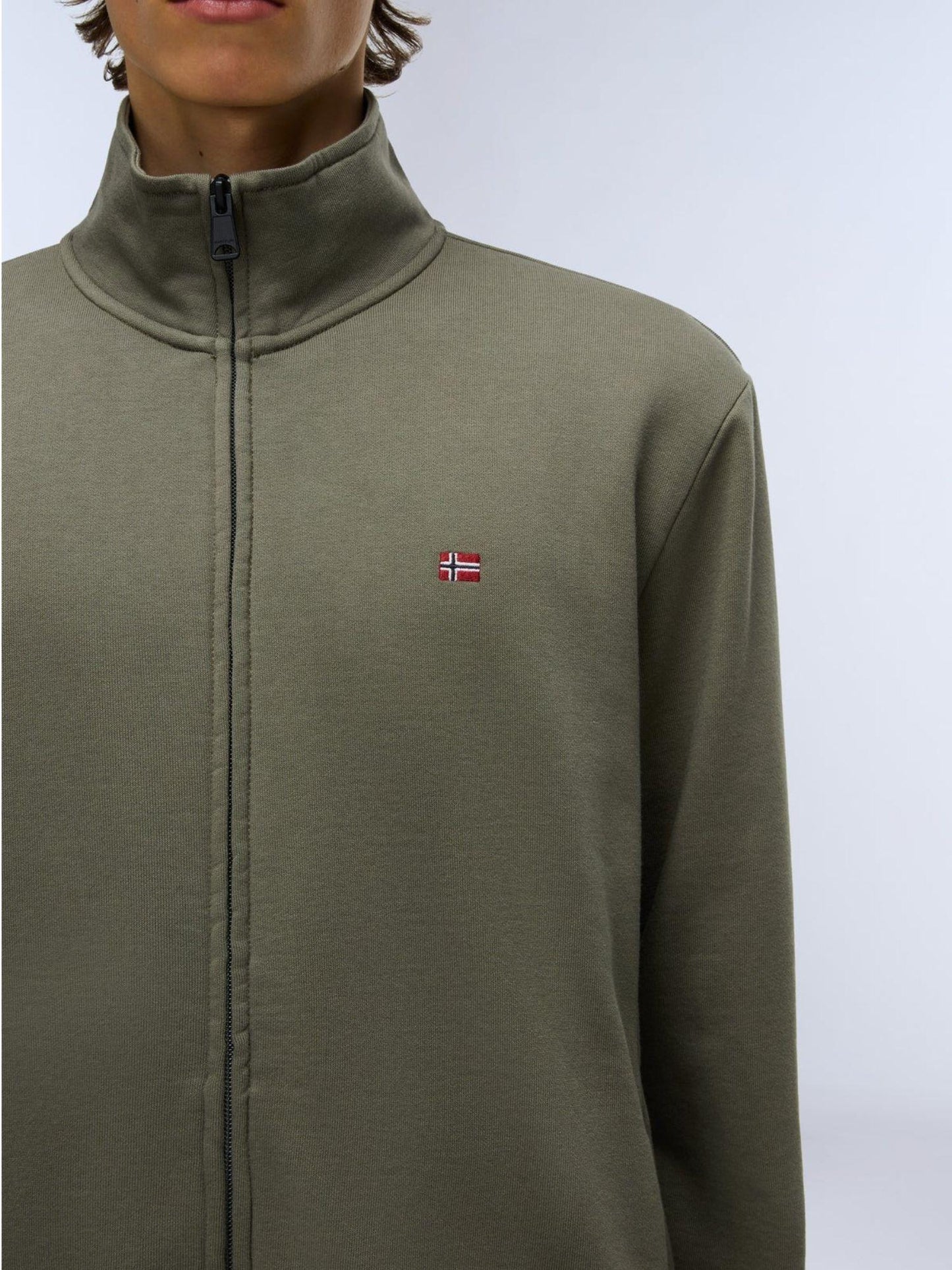 Napapijri Felpa Uomo Balis Winter Con Zip Verde Tè