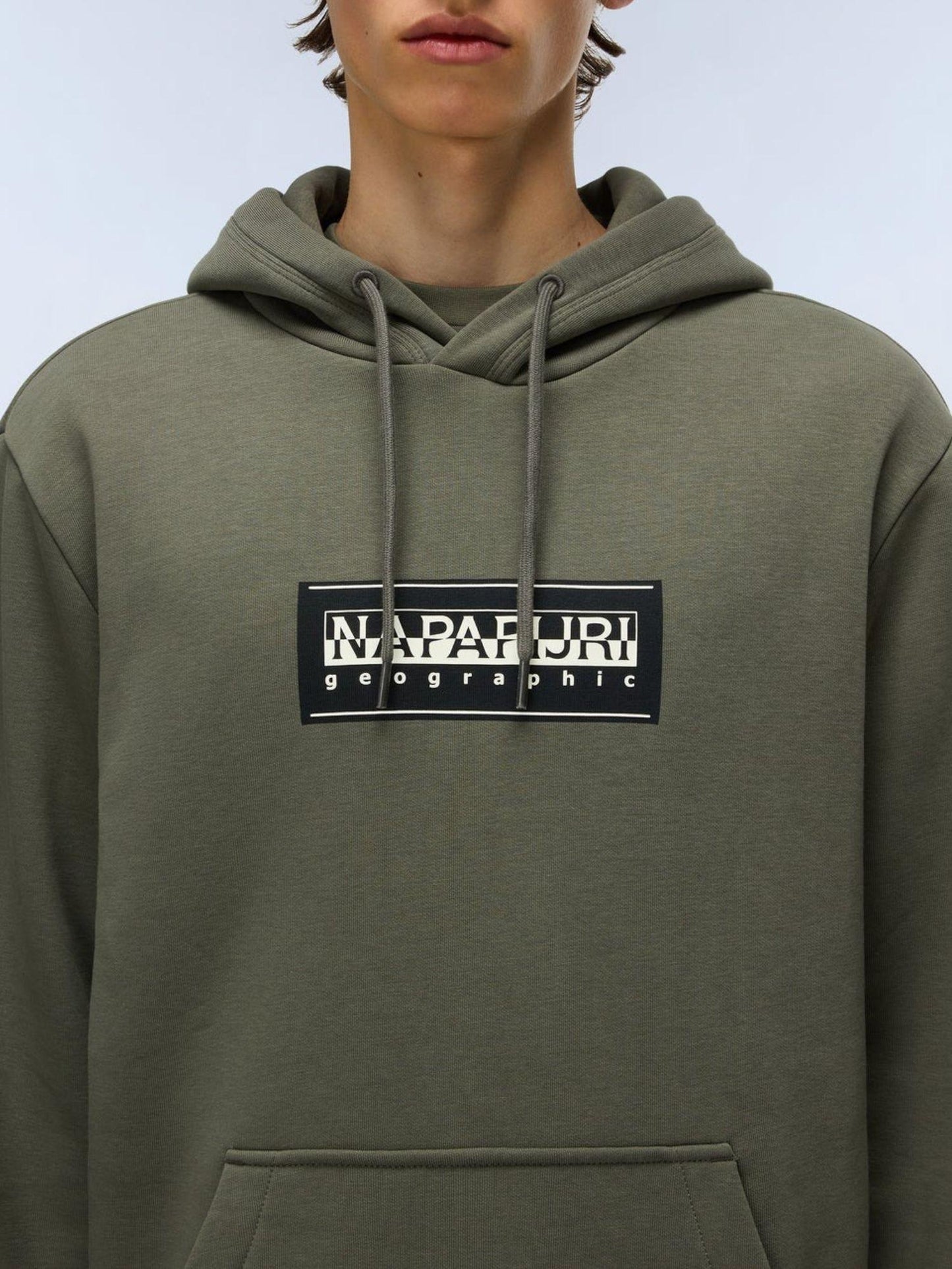 Napapijri Felpa Uomo con Cappuccio Box Logo Verde