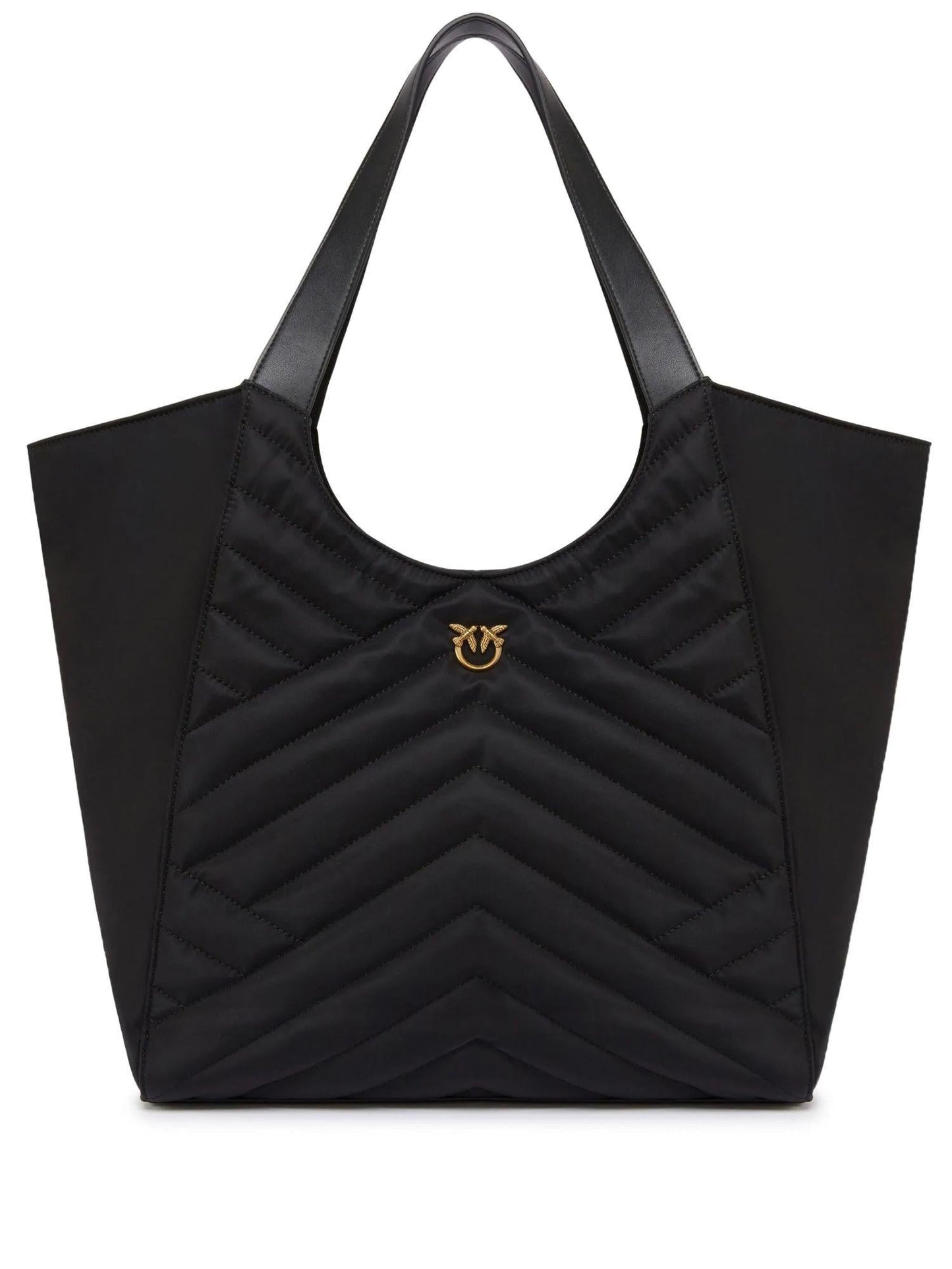 Pinko borsa Tote bag trapuntata in nylon riciclato nero
