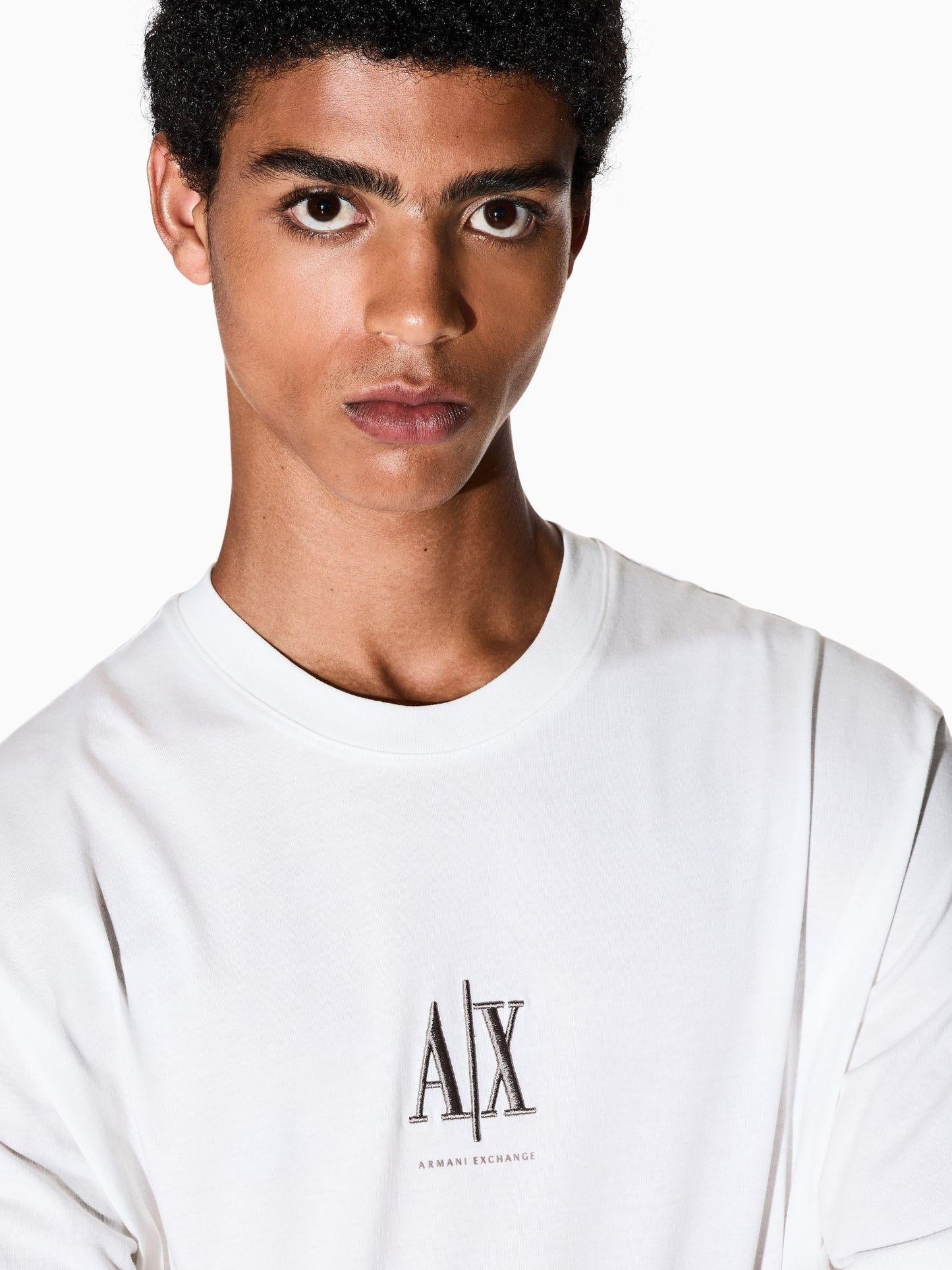 Armani Exchange T-Shirt con logo ricamato Uomo Bianco
