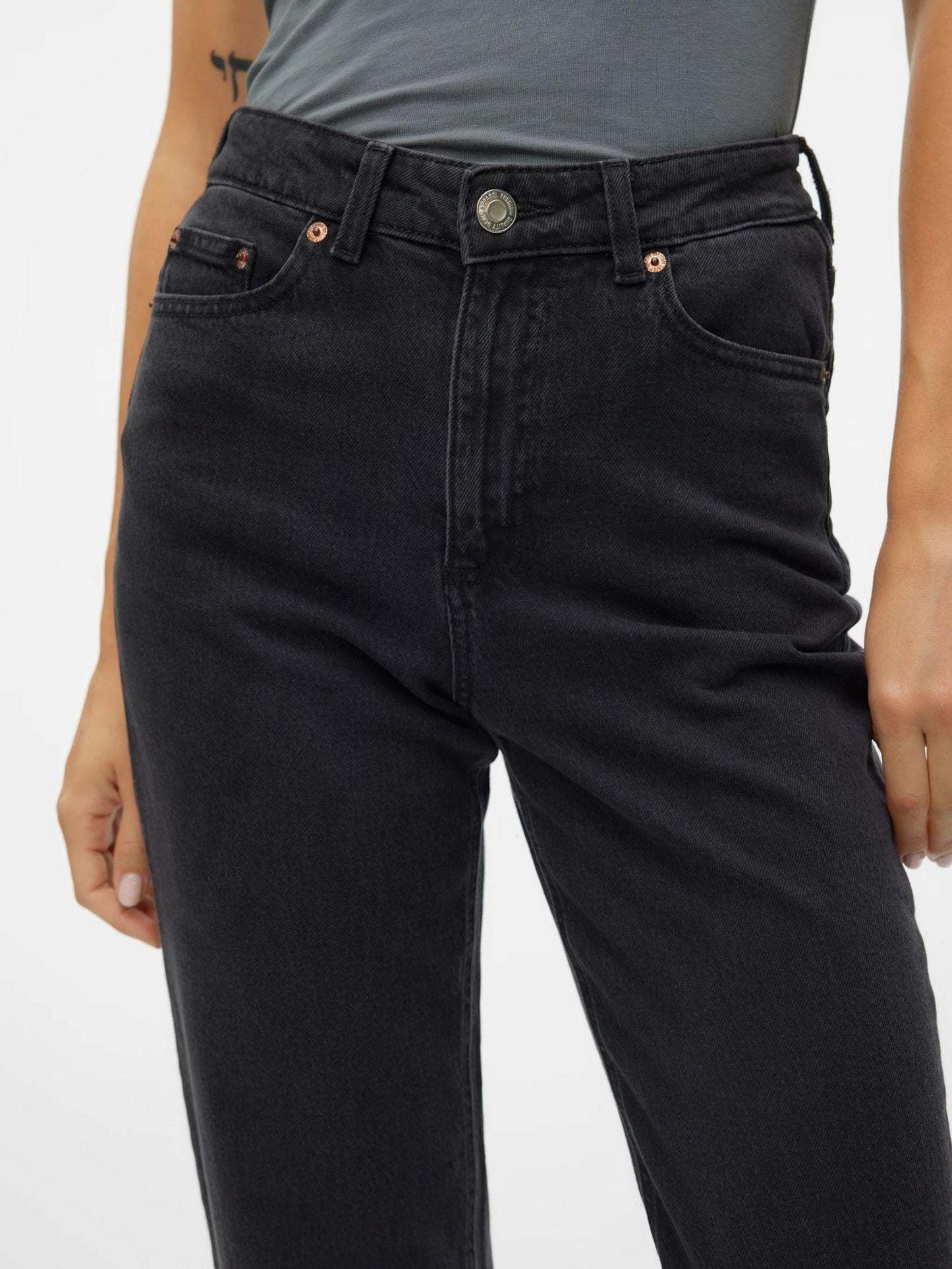 Vero Moda Jeans Donna Tessa A Vita Alta Mom Fit Dark Grey Denim
