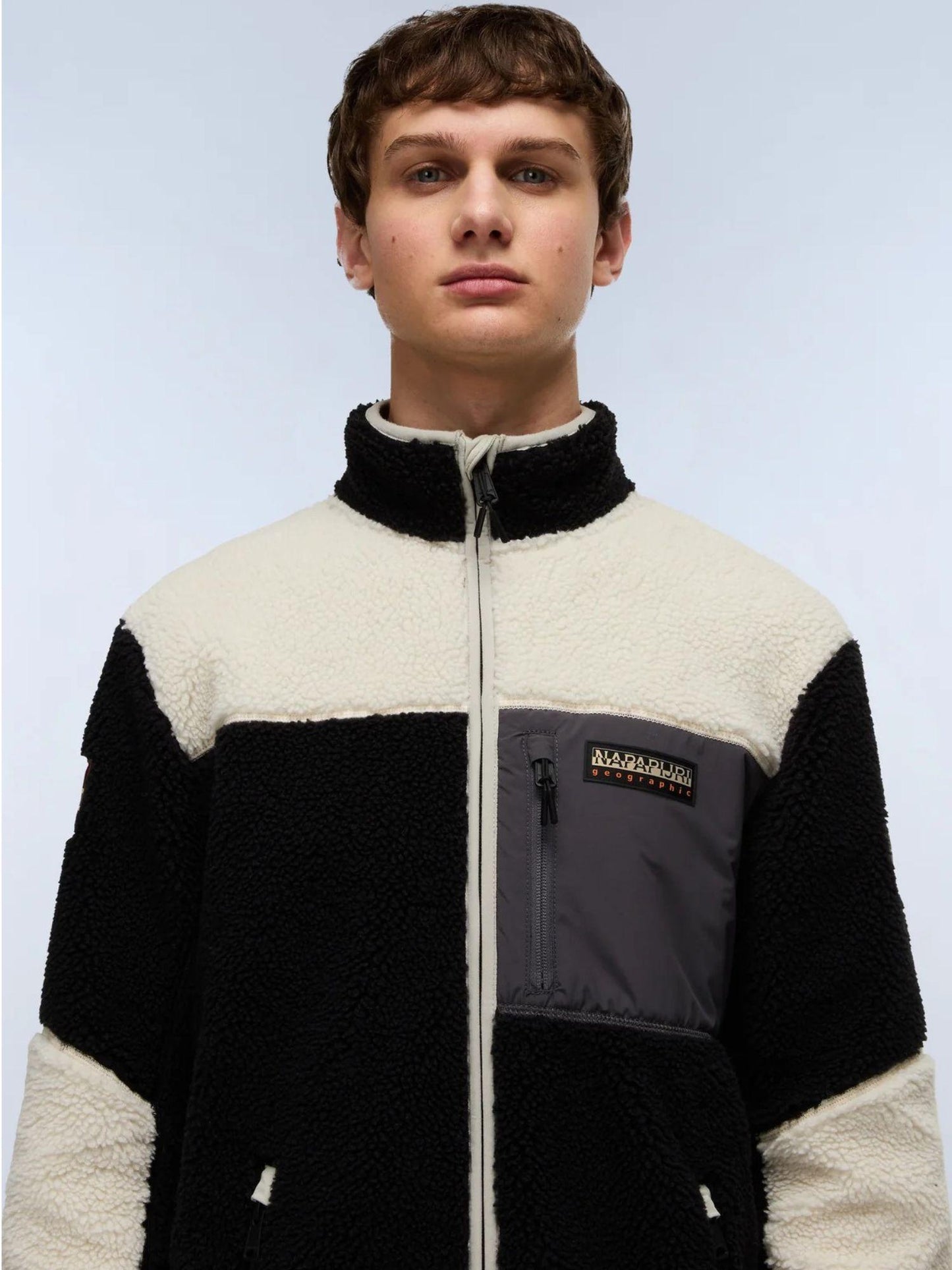 Napapijri Felpa Uomo Yupik In Pile Con Zip Multicolore