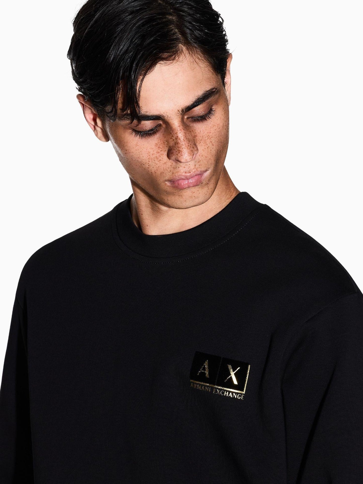 Armani Exchange Felpa Uomo Nera Girocollo in Cotone