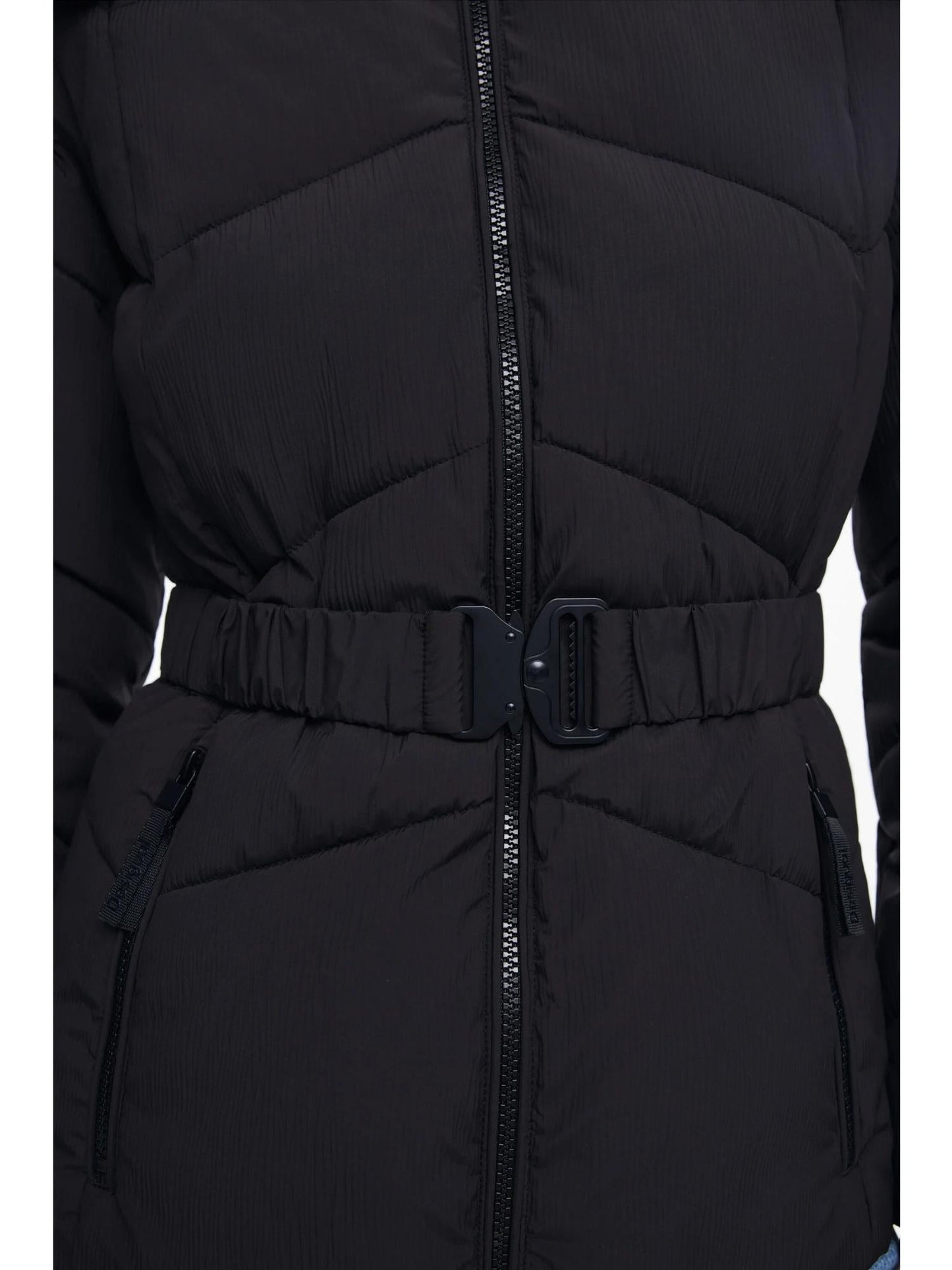 Desigual Giacca Imbottita con Cintura Donna Nera