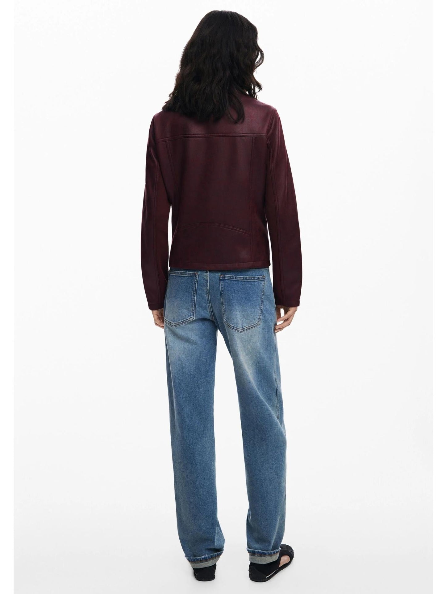 Desigual Giacca Donna Effetto Pelle Combinata Rossa