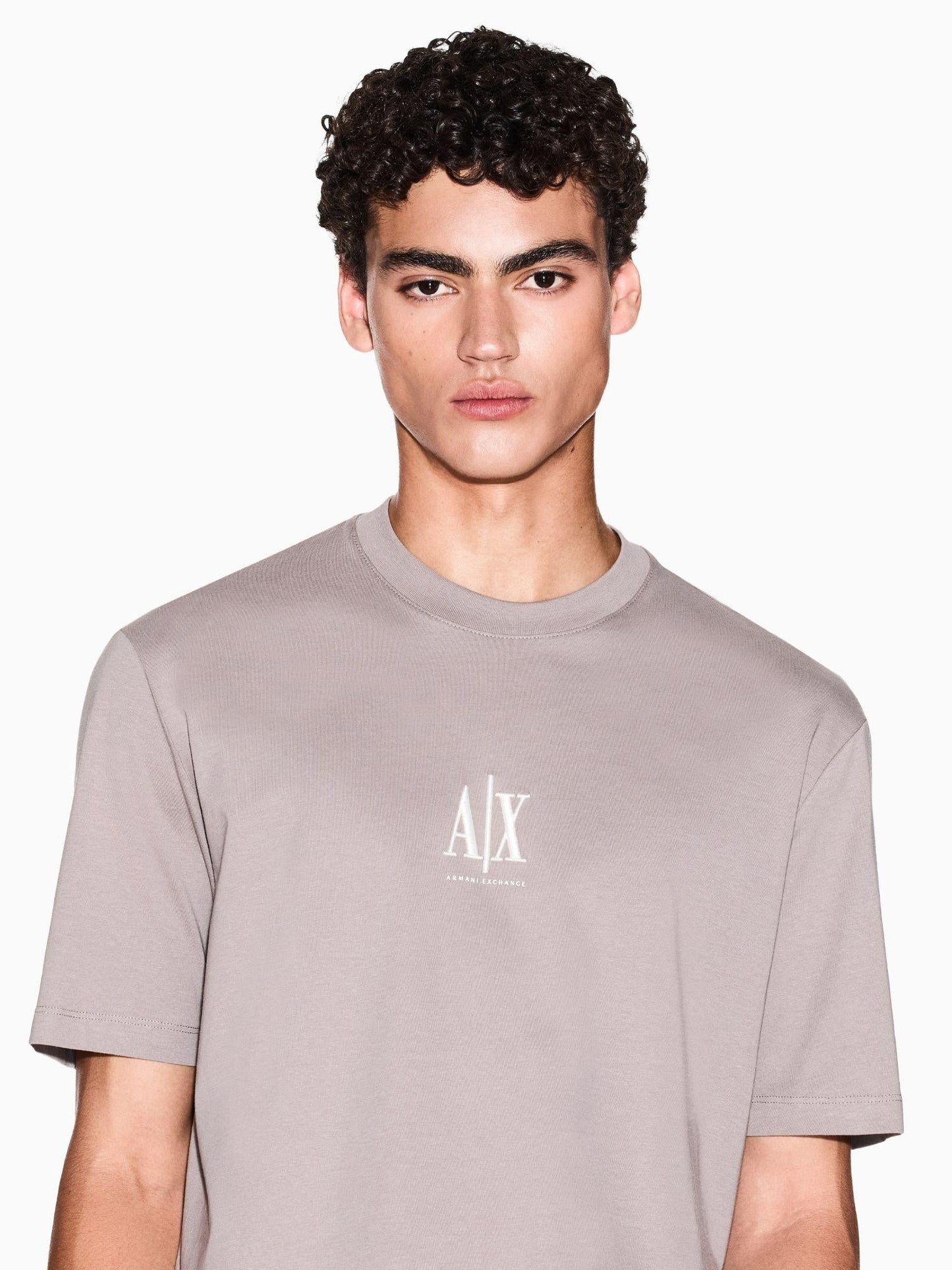 Armani Exchange T-Shirt con logo ricamato Uomo Beige