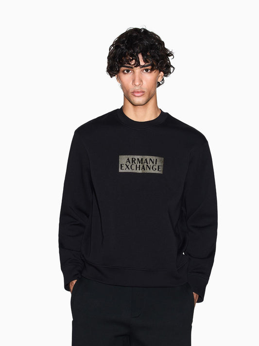 Armani Exchange Felpa Uomo Nera Girocollo in Cotone