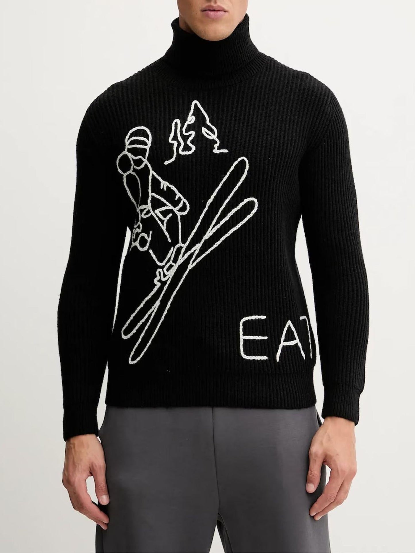 EA7 Emporio Armani Maglione Uomo Dolcevita Nero Regular Fit