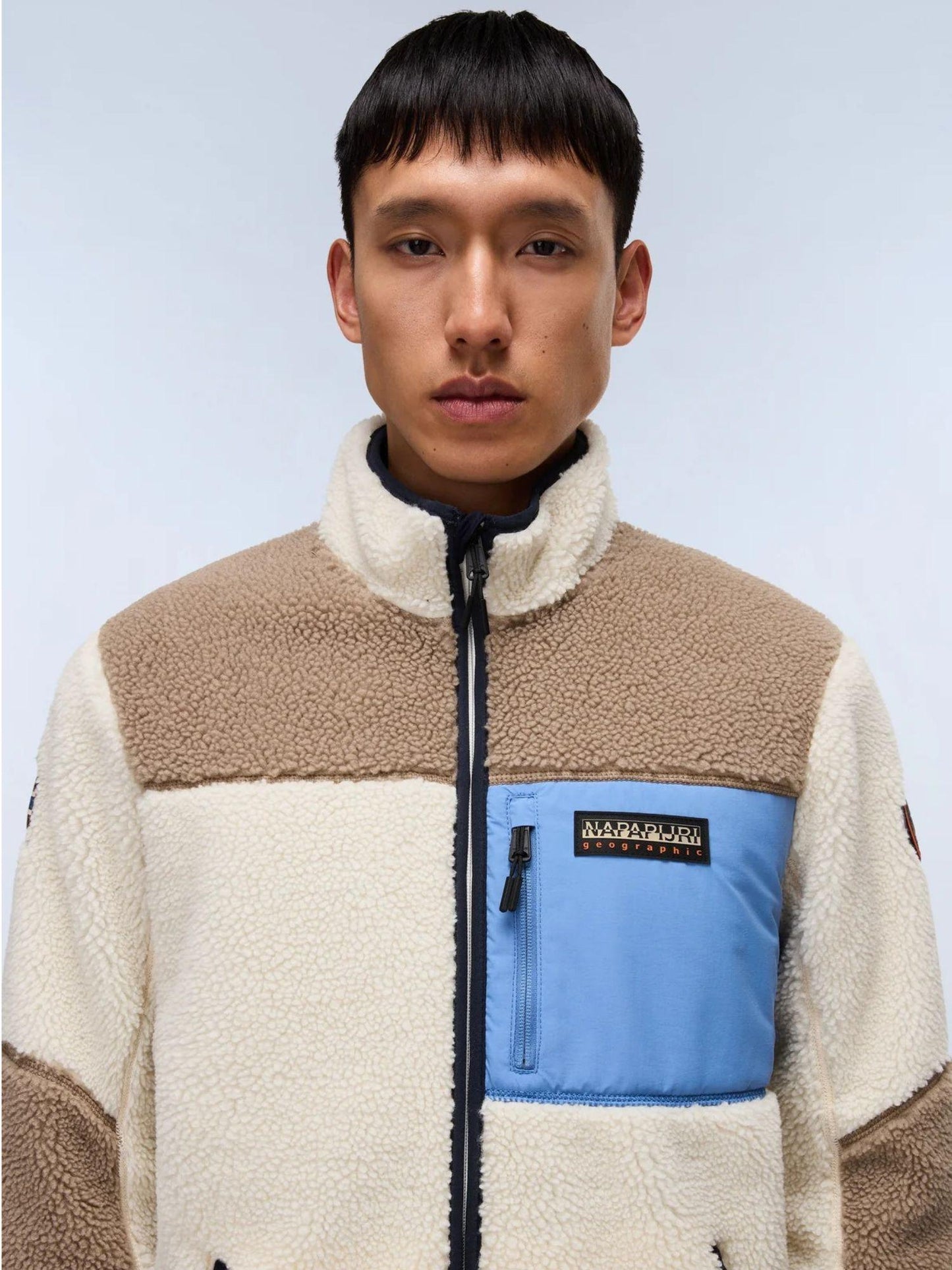 Napapijri Felpa Uomo Yupik In Pile Con Zip Multicolore