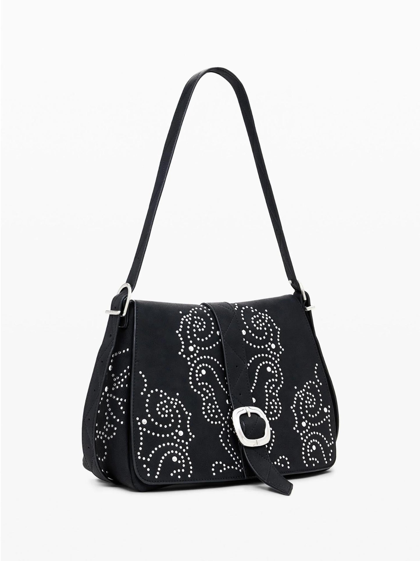 Desigual Borsa a tracolla effetto pelle con borchie piccola Donna Nero