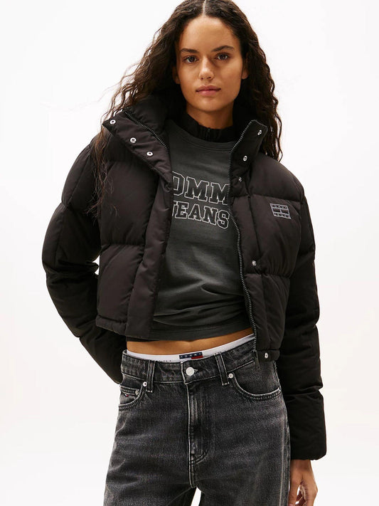 Tommy Hilfiger Piumino Donna Alaska Cropped Fit Nero