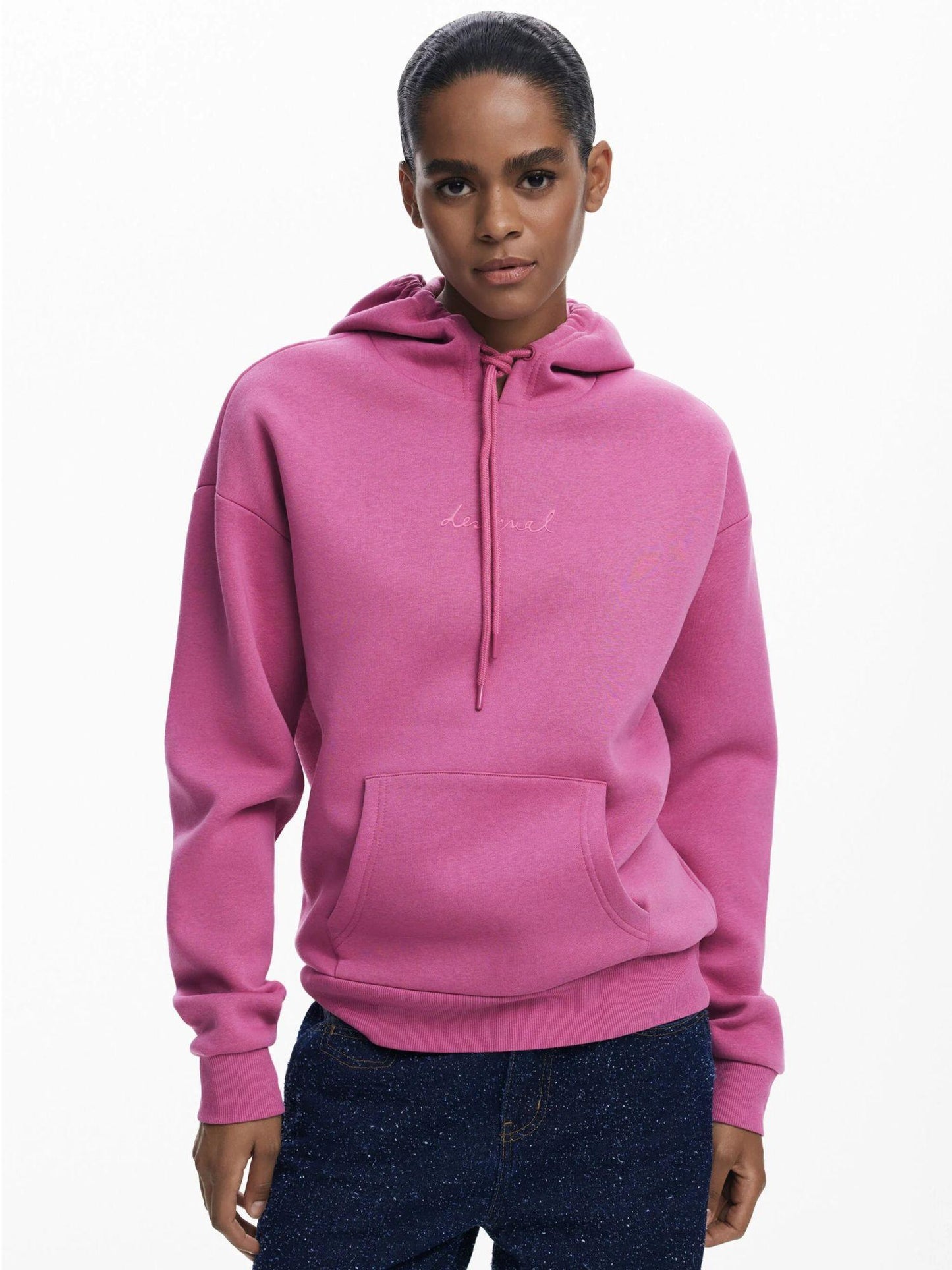 Desigual Felpa con cappuccio e logo Donna Rosa