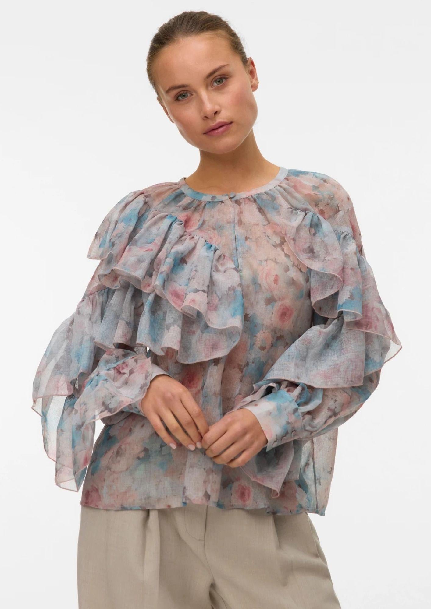 Vero Moda Camicia Donna Sabrina Beige fantasia