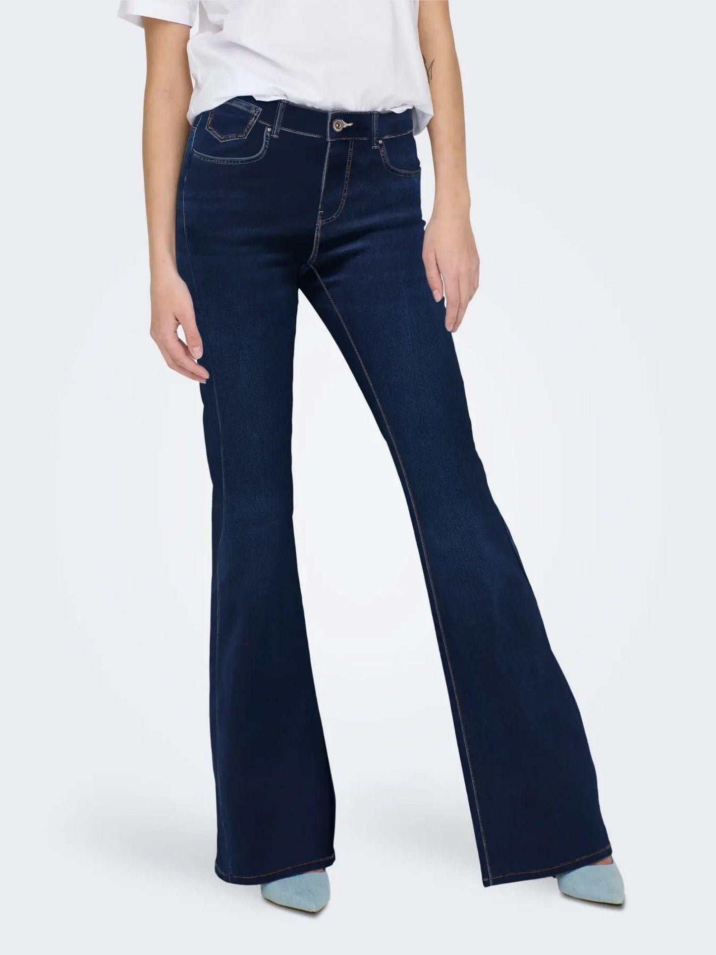Only ONLREESE Jeans Flared Fit Donna Dark Blue Denim