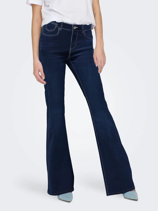 Only ONLREESE Jeans Flared Fit Donna Dark Blue Denim