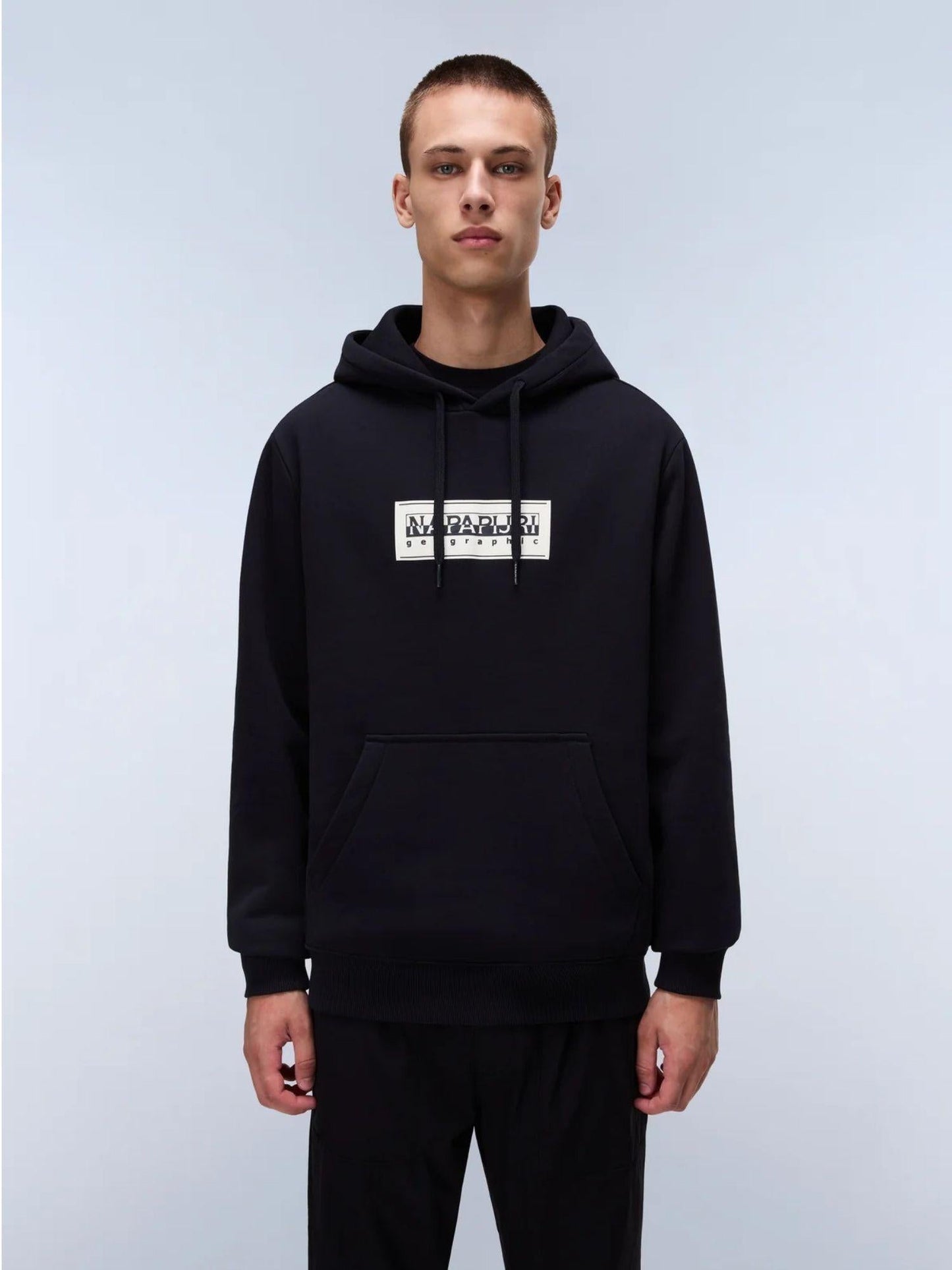 Napapijri Felpa Uomo Con Cappuccio Box Logo Nero
