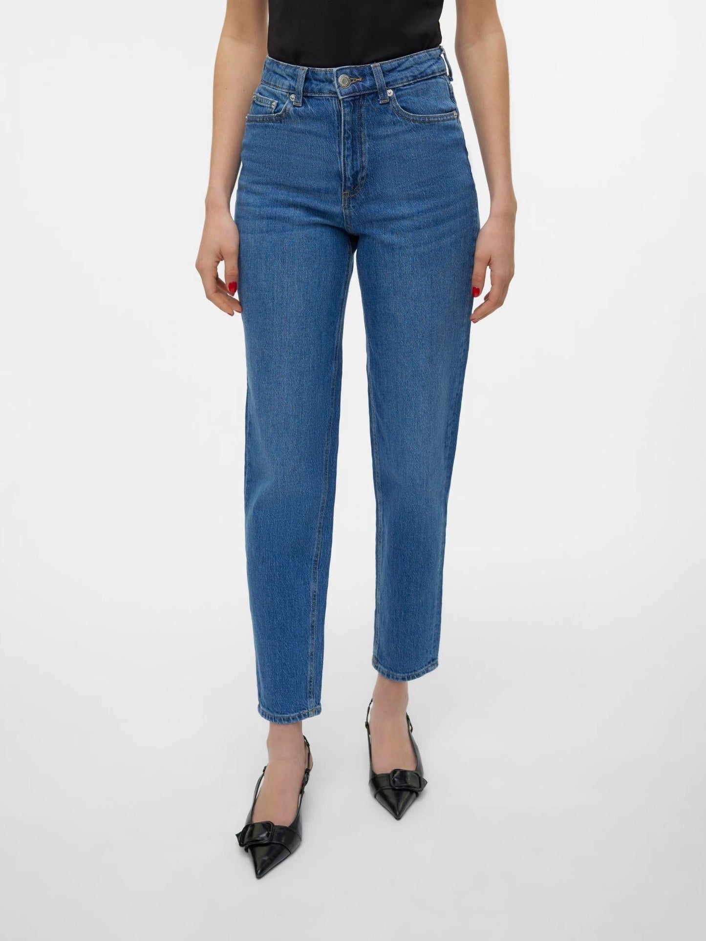 Vero Moda Jeans Donna Tessa A Vita Alta Mom Fit Medium Blue Denim