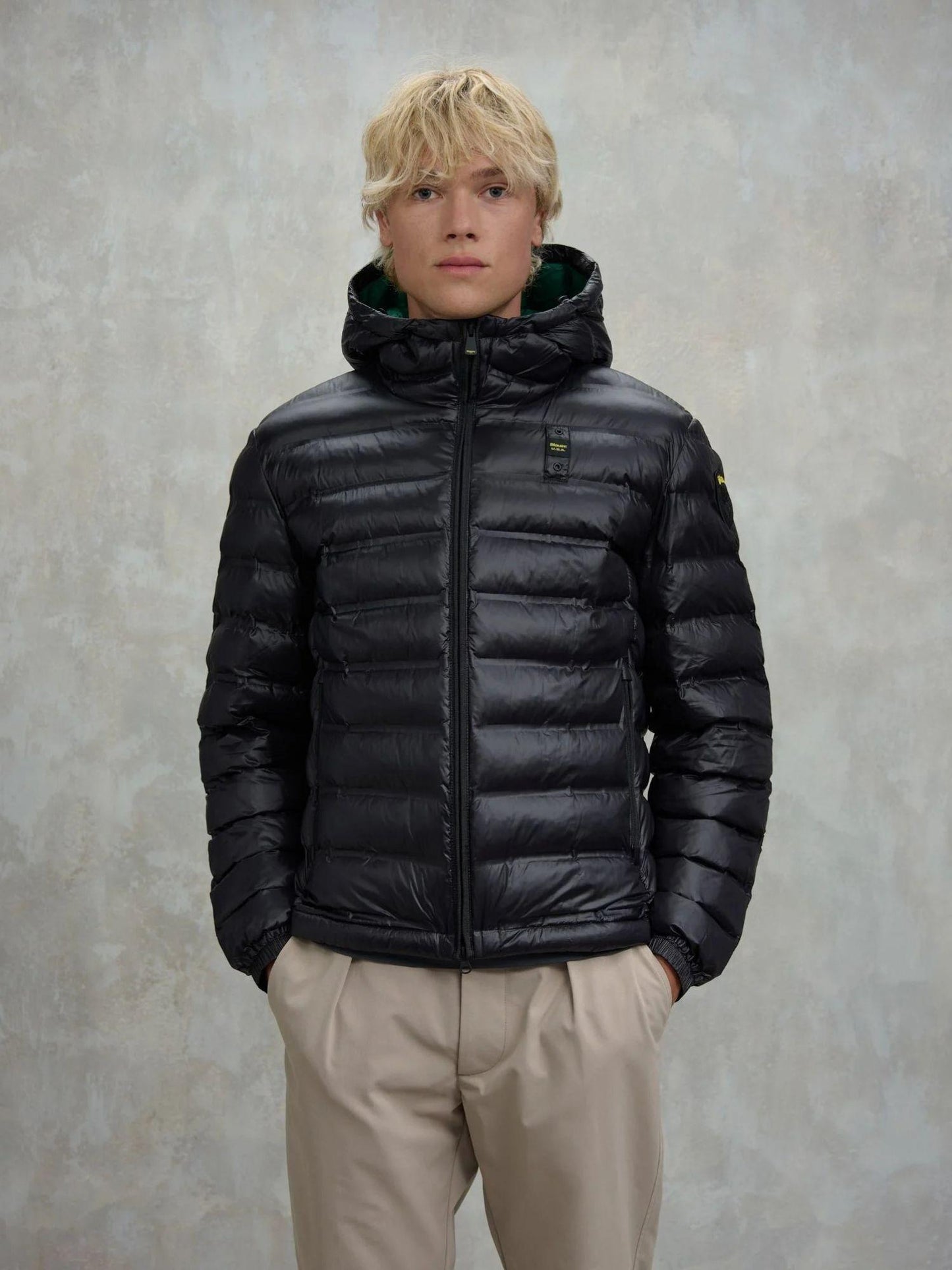 Blauer Giacca Invernale Uomo Charles Nera con Interno Verde