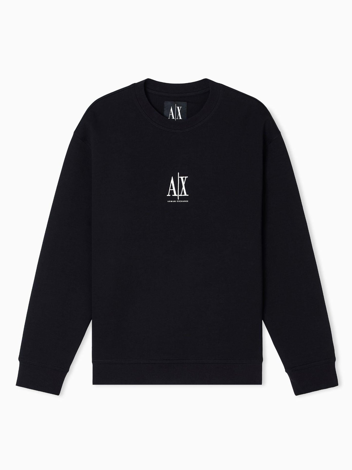 Armani Exchange Felpa Nera Girocollo Da Uomo Con Logo Ricamato