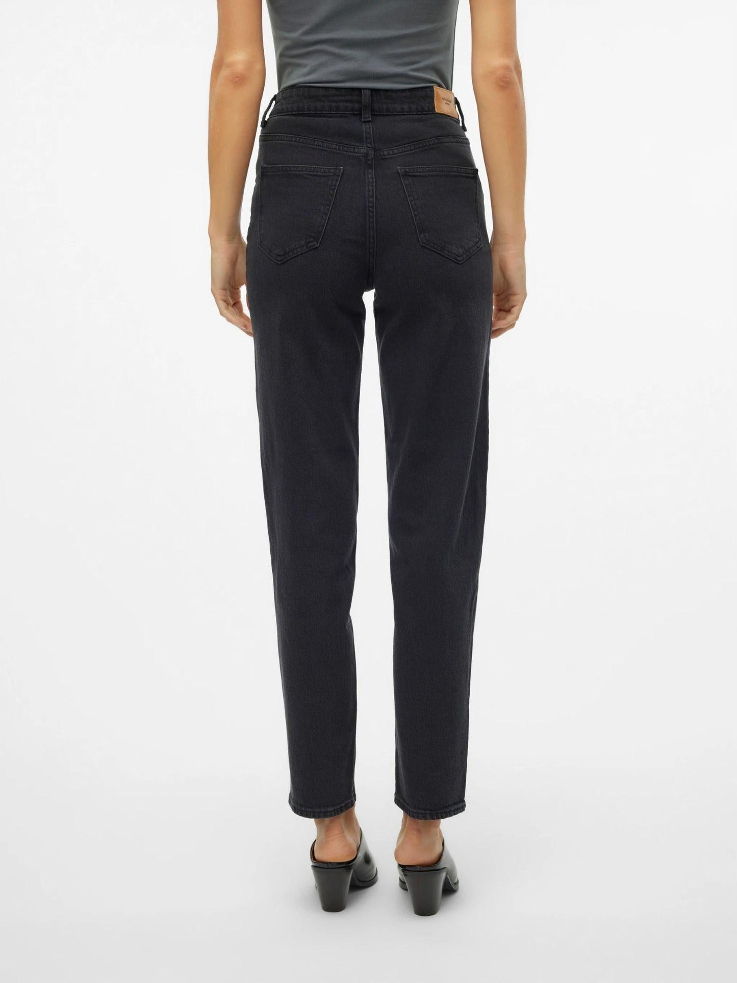 Vero Moda Jeans Donna Tessa A Vita Alta Mom Fit Dark Grey Denim