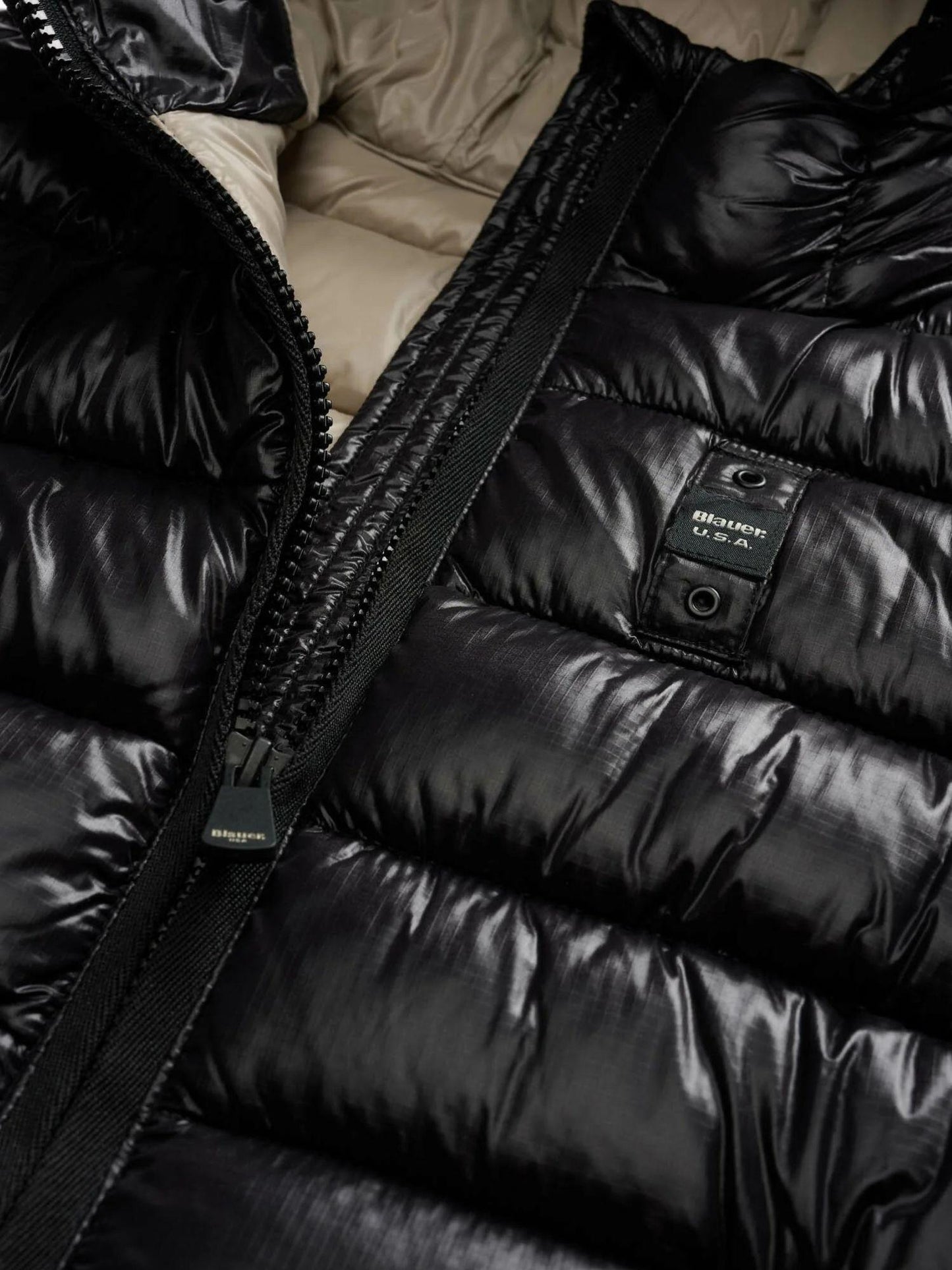 Blauer Giacca Invernale Donna Caroll Nera con Interno Beige