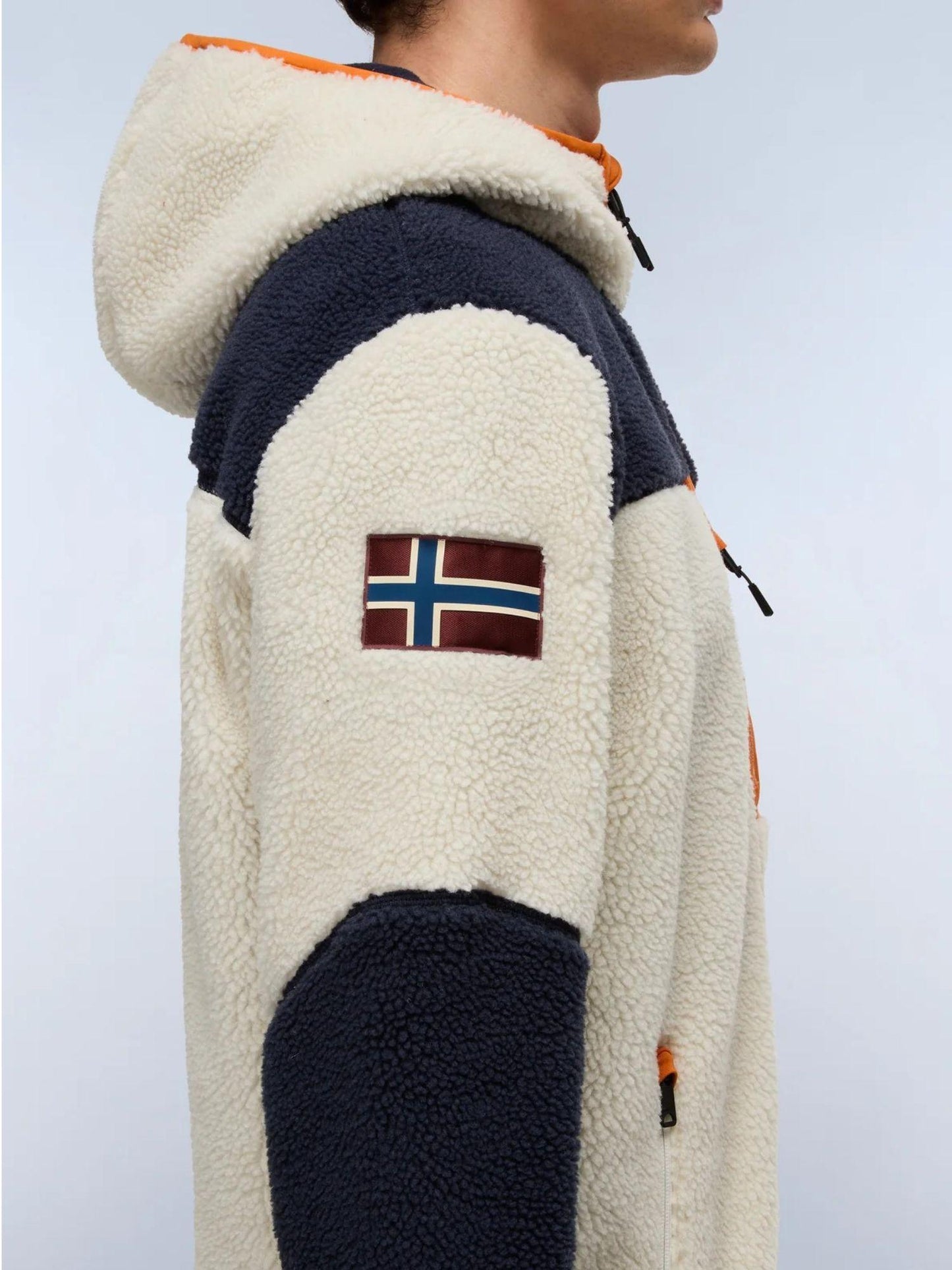 Napapijri Felpa Uomo Yupik Con Cappuccio E Zip in Pile Multicolore