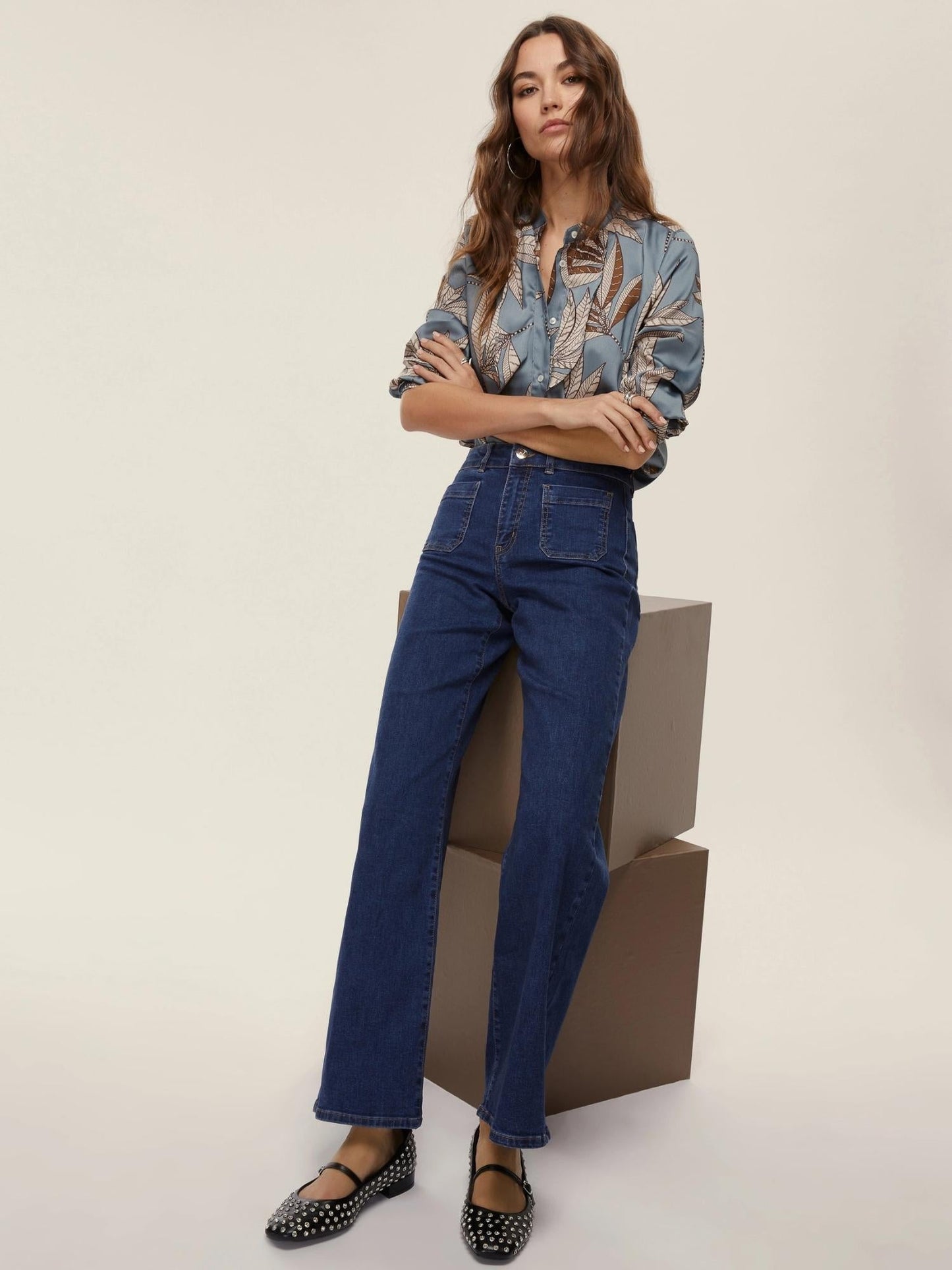 Emme Marella Jeans con tasche applicate Donna Palma Blu