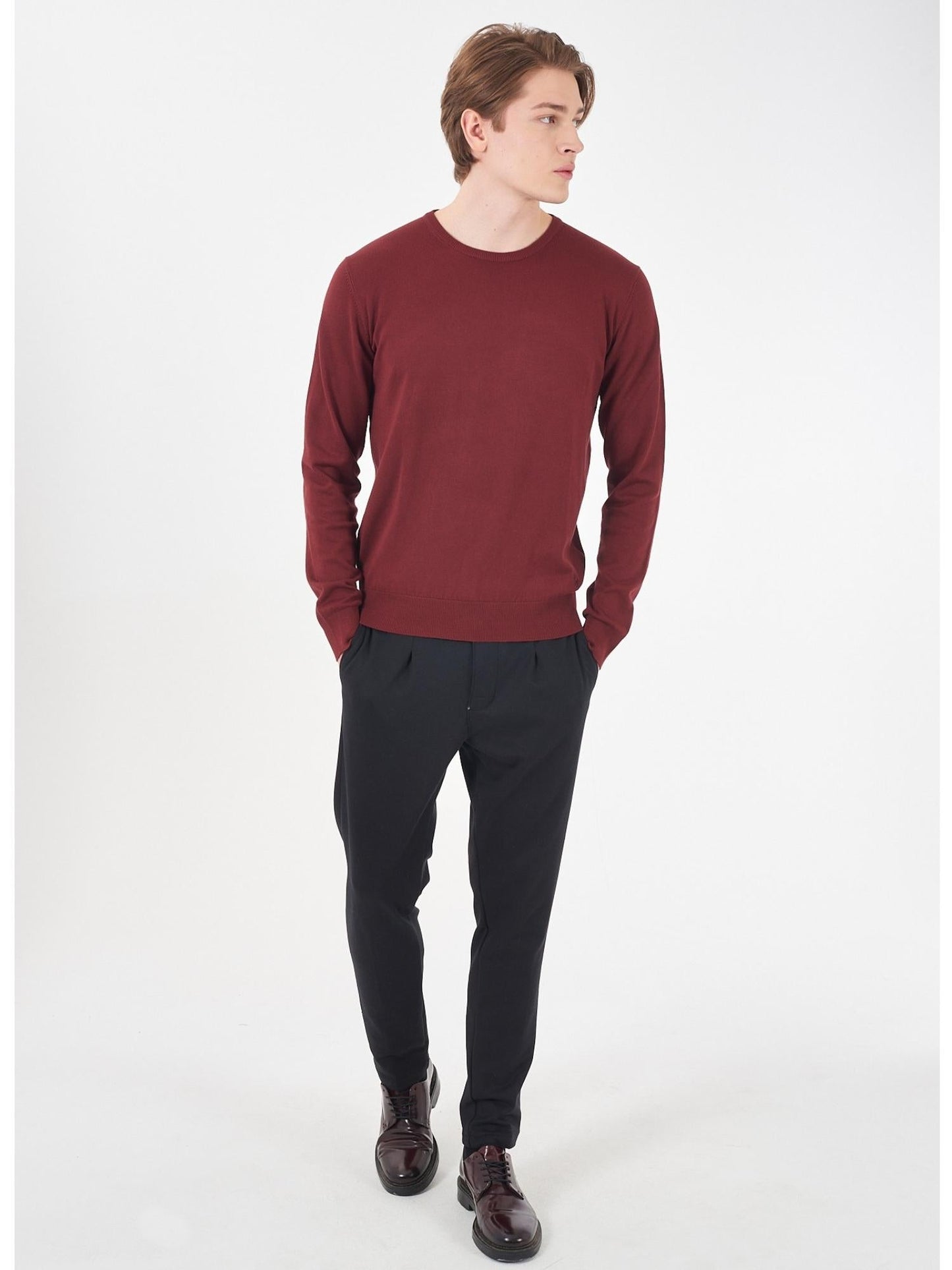 Yes Zee Maglia Girocollo Uomo Bordeaux