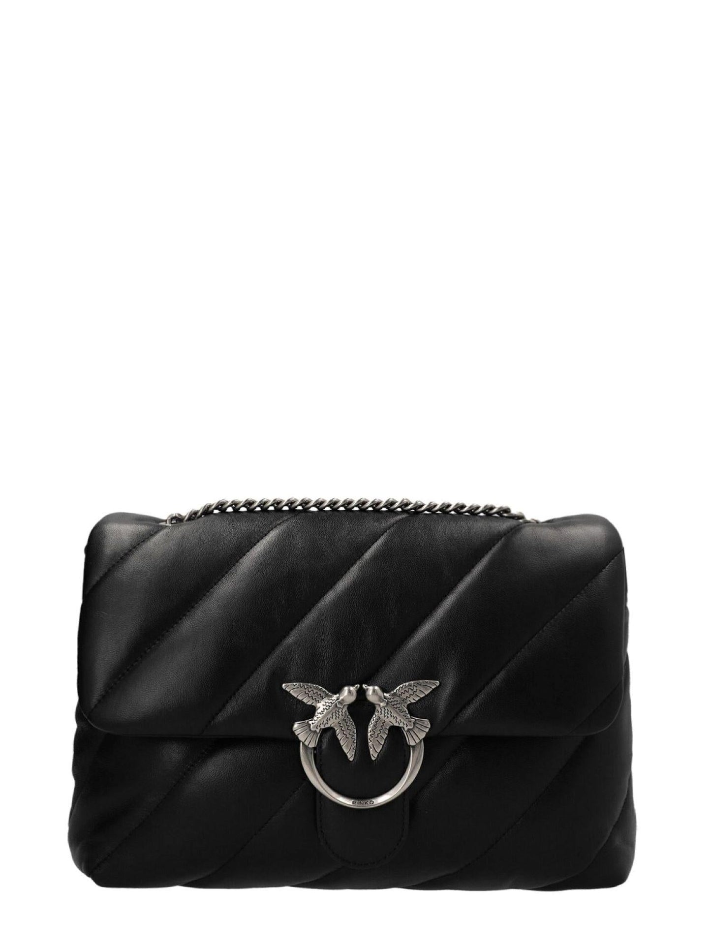 Pinko borsa Love Bag Puff Classic in pelle trapuntata nero argento