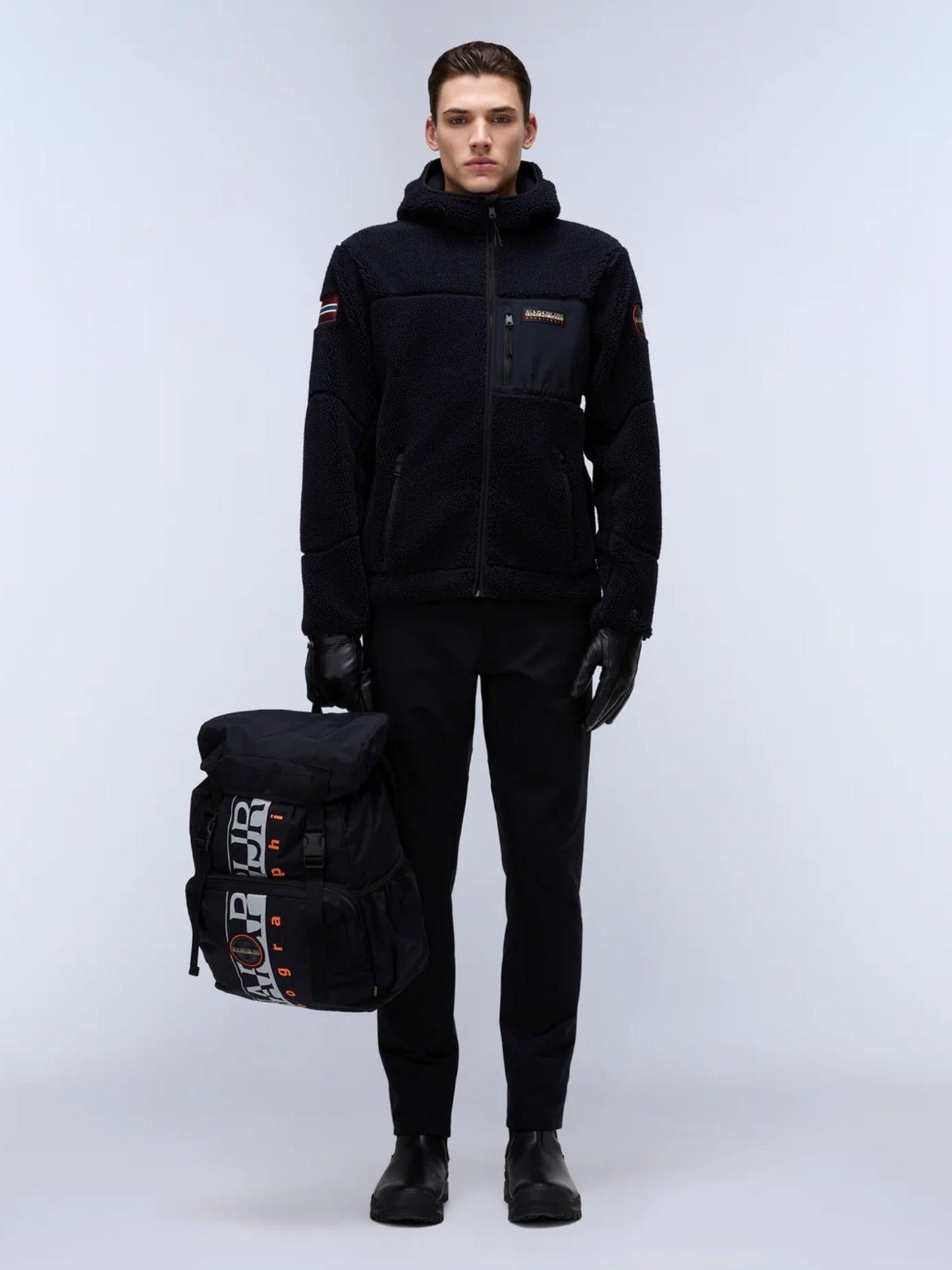 Napapijri Felpa Uomo Yupik Con Cappuccio E Zip In Pile Nero