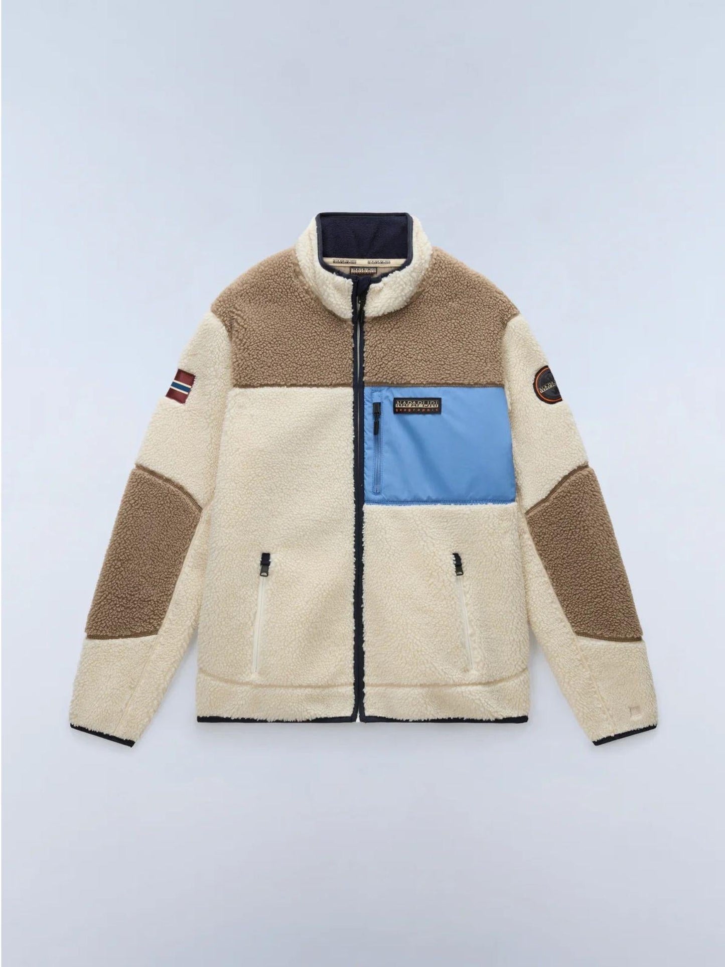 Napapijri Felpa Uomo Yupik In Pile Con Zip Multicolore